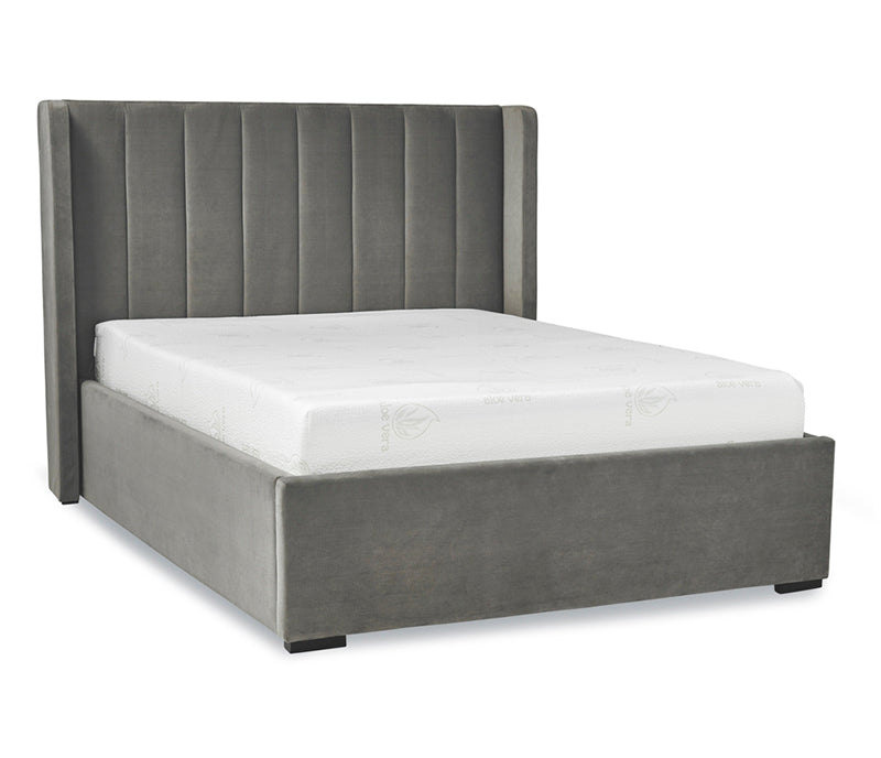 Avalon Upholstered Lift Storage Bed - Velvet Grey Fabric