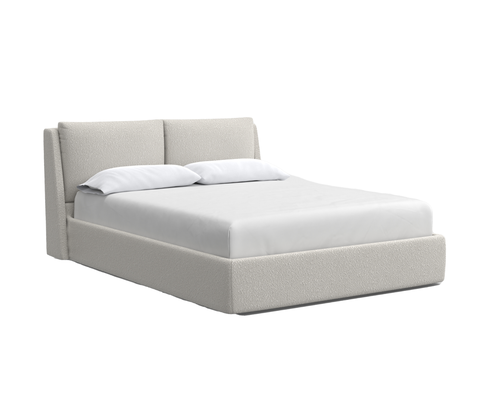 Snooze Upholstered Bed w/ Lift-Storage -  Cream Boucle Fabric