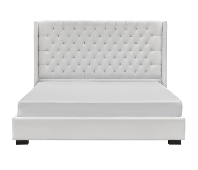 Panama Upholstered Bed - White Fabric - Custom