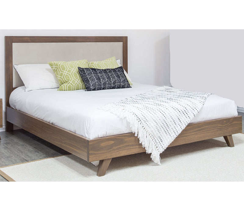 Brandon Upholstered Platform Bed Caramel Buy Online or Jag's Furniture Stores, Langley
