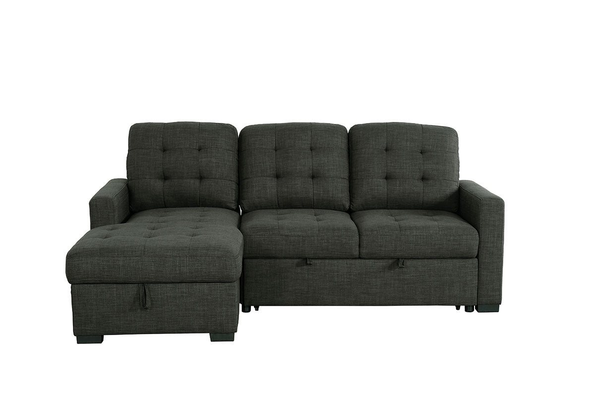 Della 2 Piece Sectional w/ Sleeper - Charcoal Fabric