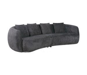 Alba Curve 4 Seater Sofa - Black Boucle Fabric