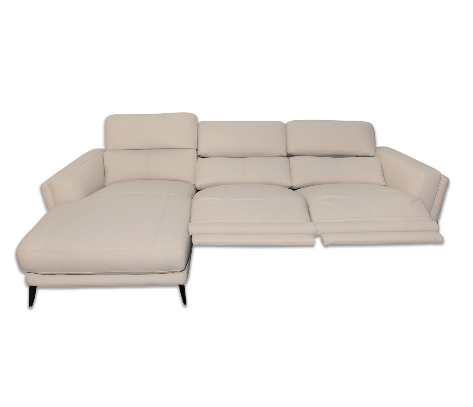Ariella 3 Piece Sectional - Power Reclining w/ Power Headrests - Frost Leather