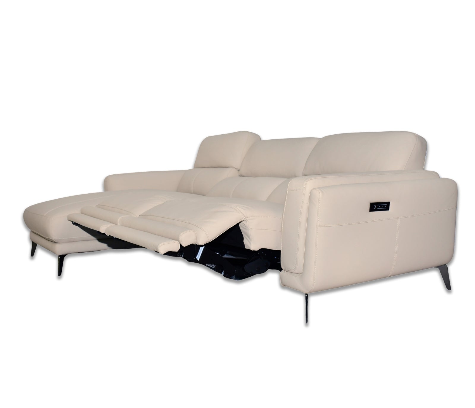 Ariella 3 Piece Sectional - Power Reclining w/ Power Headrests - Frost Leather