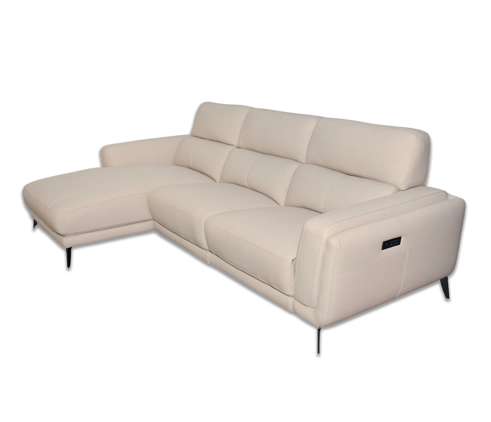 Ariella 3 Piece Sectional - Power Reclining w/ Power Headrests - Frost Leather