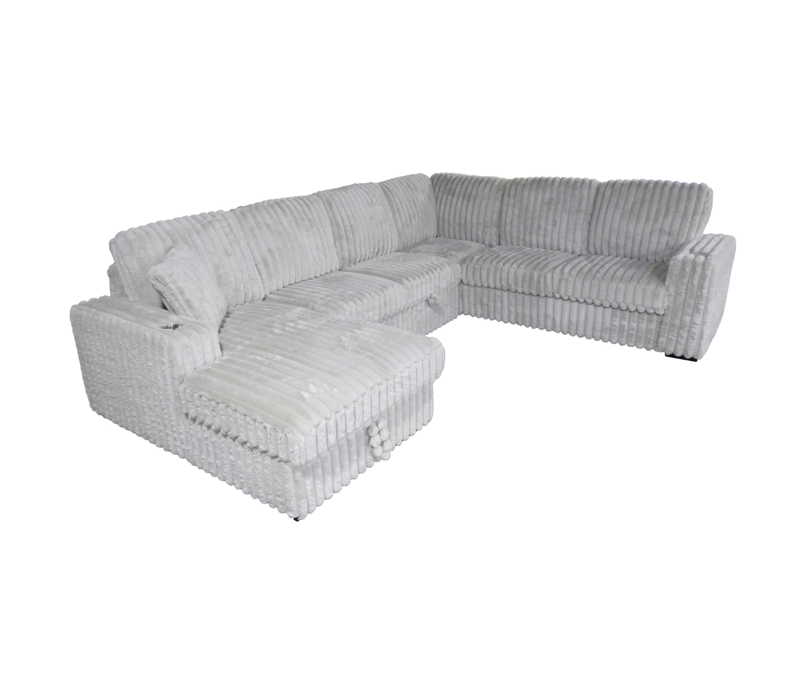 Zelia 4 Piece Sectional w/ Pull-Sleeper - Grey Fabric