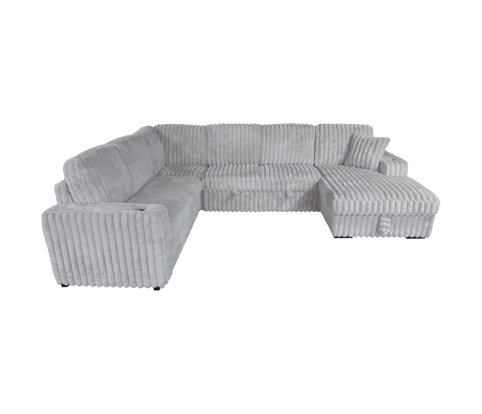 Zelia 4 Piece Sectional w/ Pull-Sleeper - Grey Fabric
