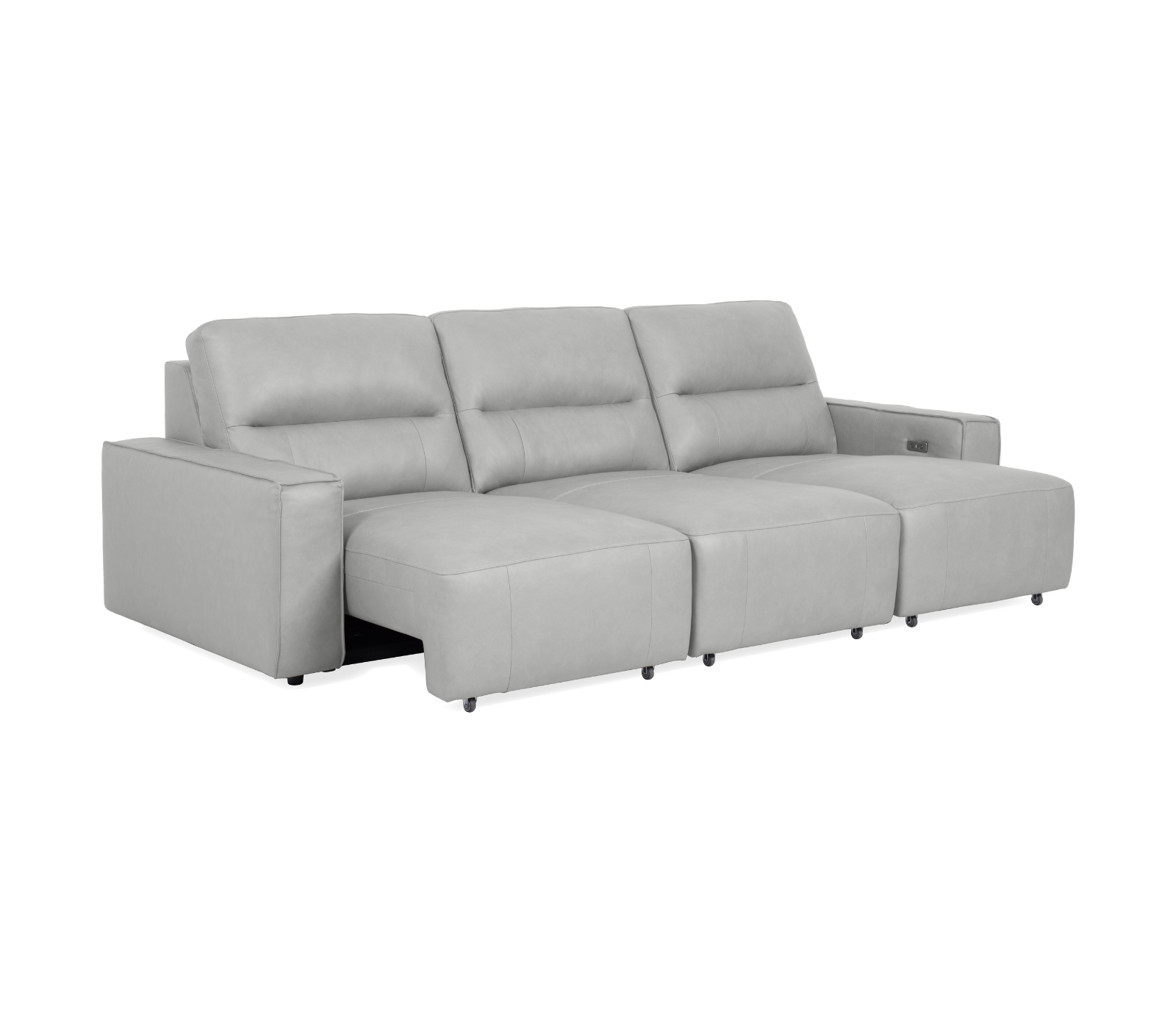 Austin 3 Piece Sectional - Power Slider - Sky Grey Leather