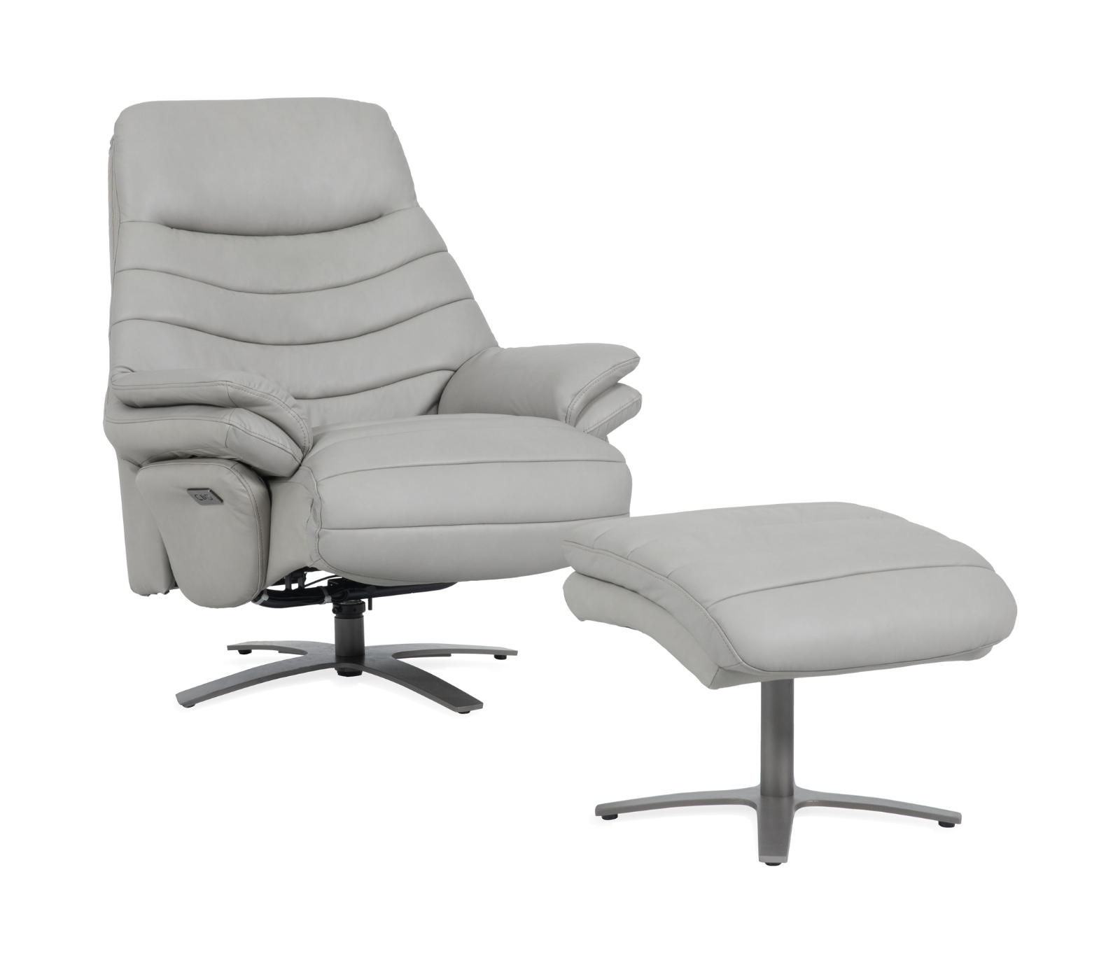 Buzz Euro Power Recliner - Sky Grey Leather