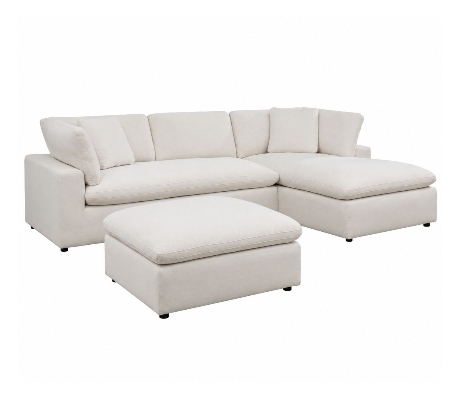 Cloud 9 - 3 Piece Sectional Set - Ivory Fabric