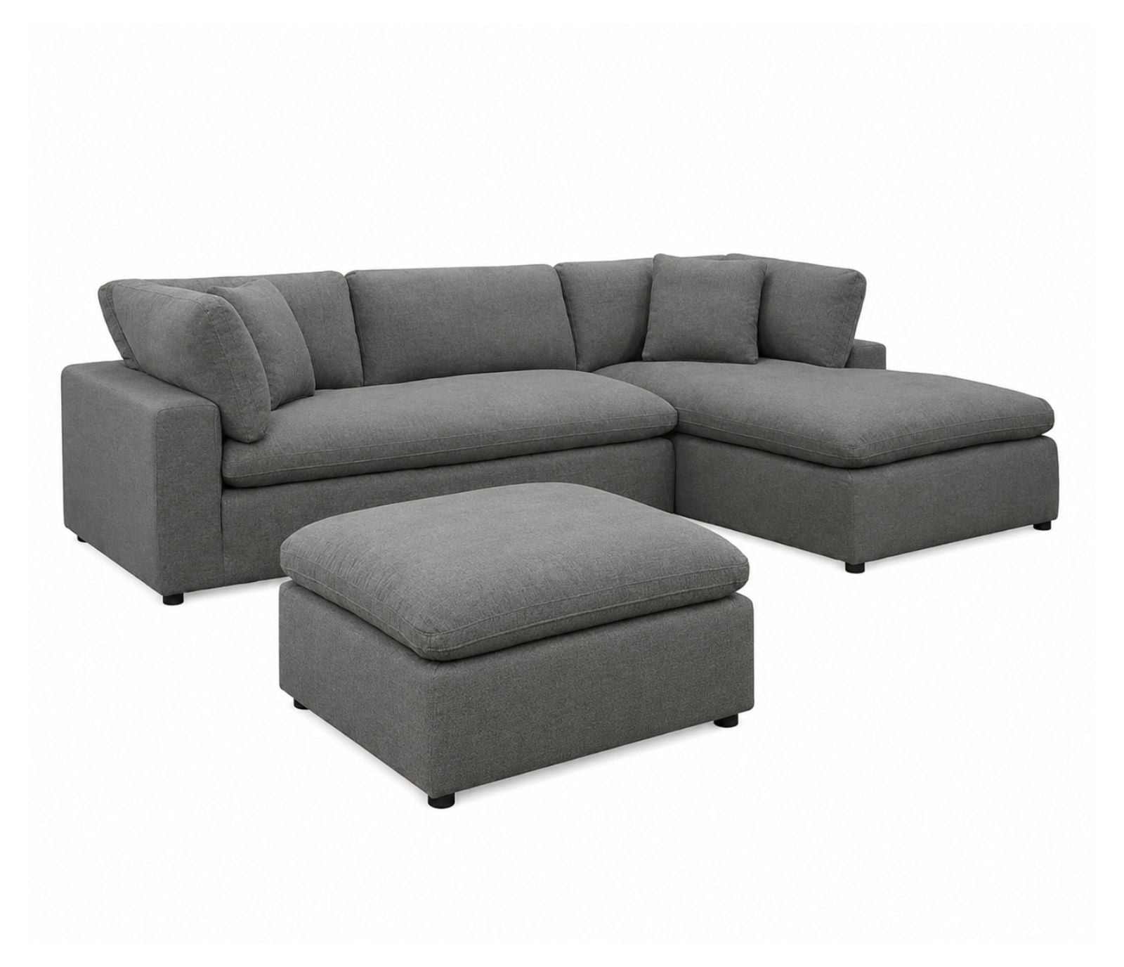 Cloud 9 - 3 Piece Sectional Set - Grey Fabric