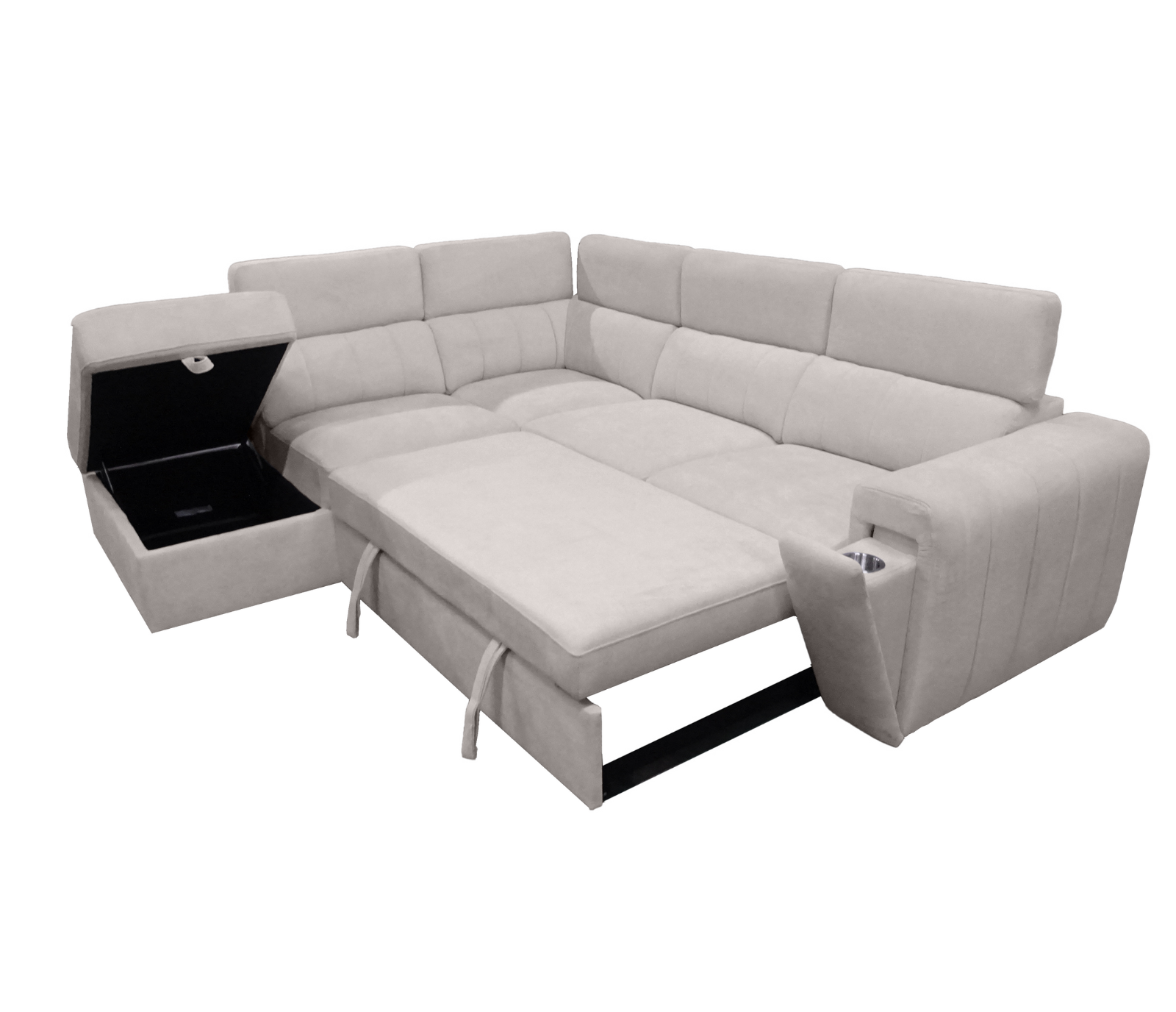 Nelly 2 Piece Sectional w/ Pull-Out Sleeper - Cream Fabric