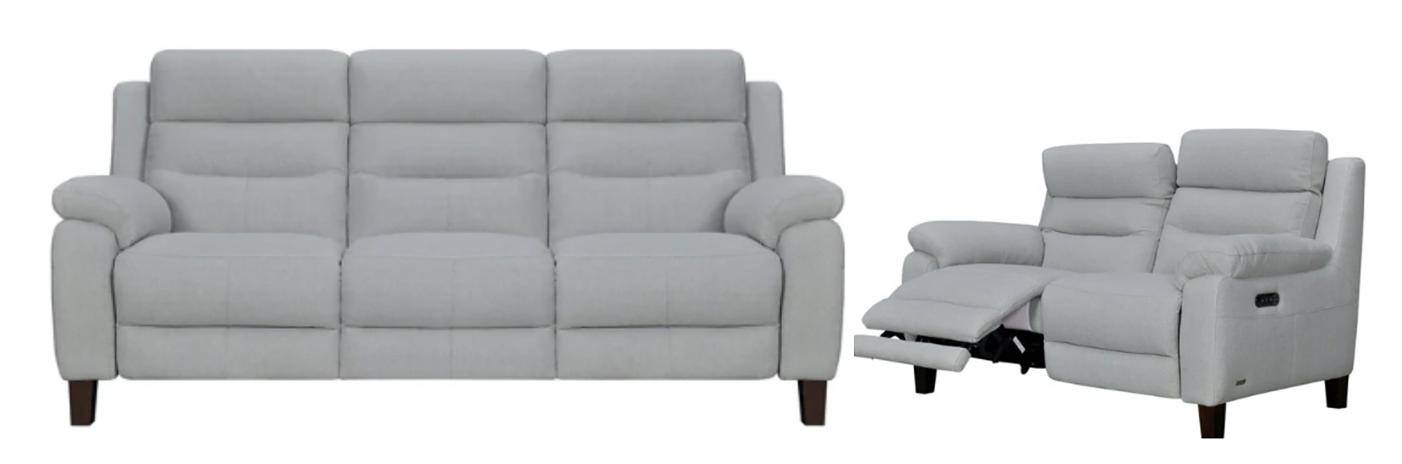 Crosby 2 Piece Sofa and Loveseat - Power Reclining w/ Power Headrests - Grey Fabric