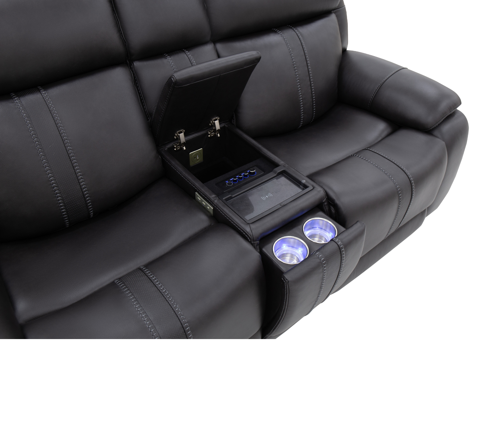 Decibel Loveseat W/ Console - Home Theatre Immersive - Charcoal Leather