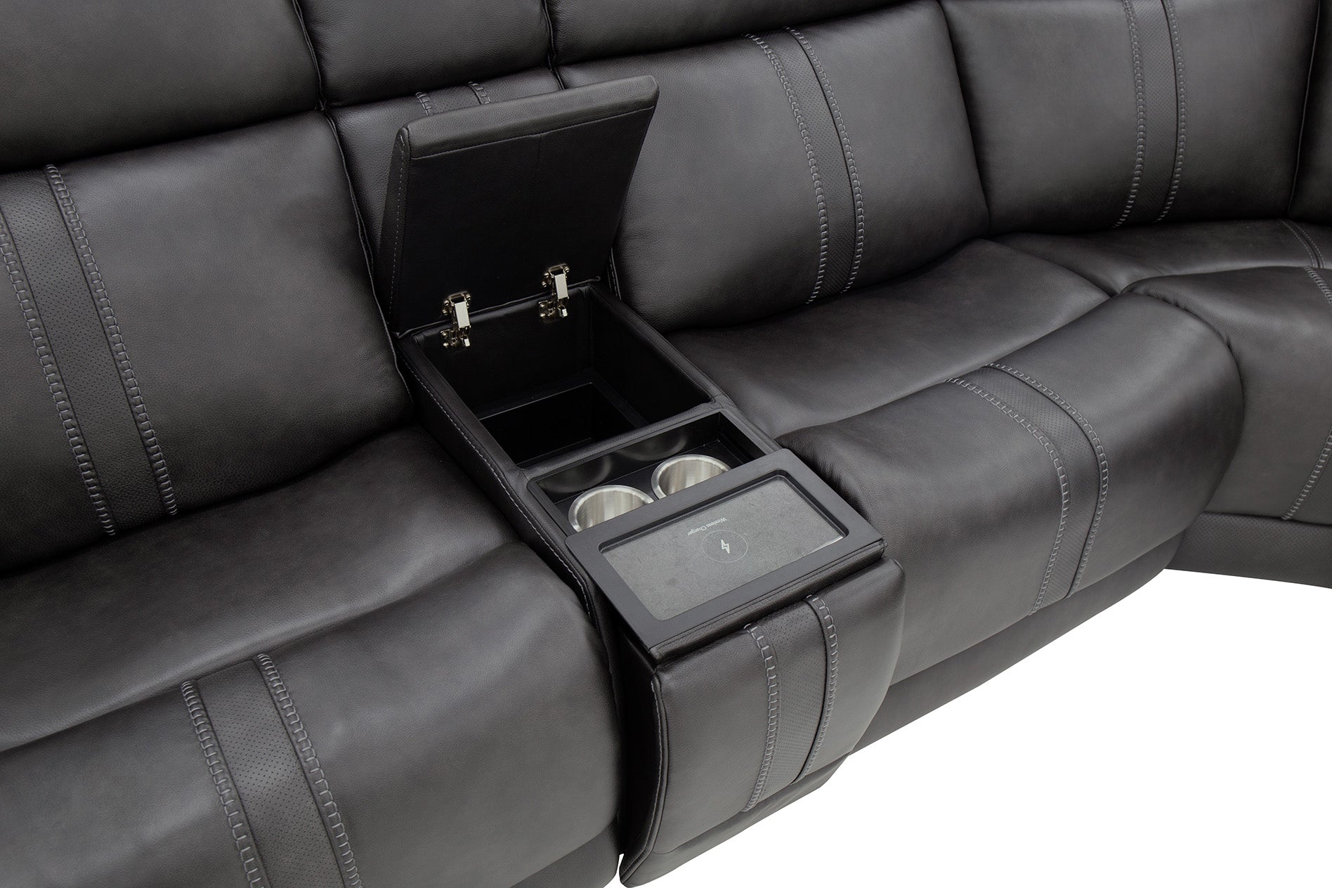 Decibel 6 Piece Sectional - Home Theatre Immersive - Charcoal Leather
