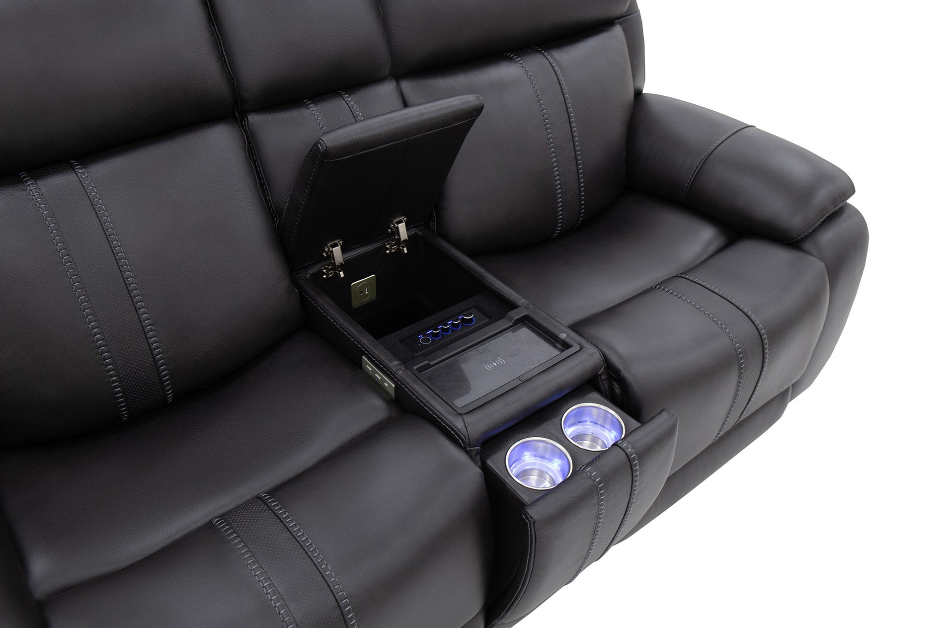 Decibel Loveseat W/ Console - Home Theatre Immersive - Charcoal Leather