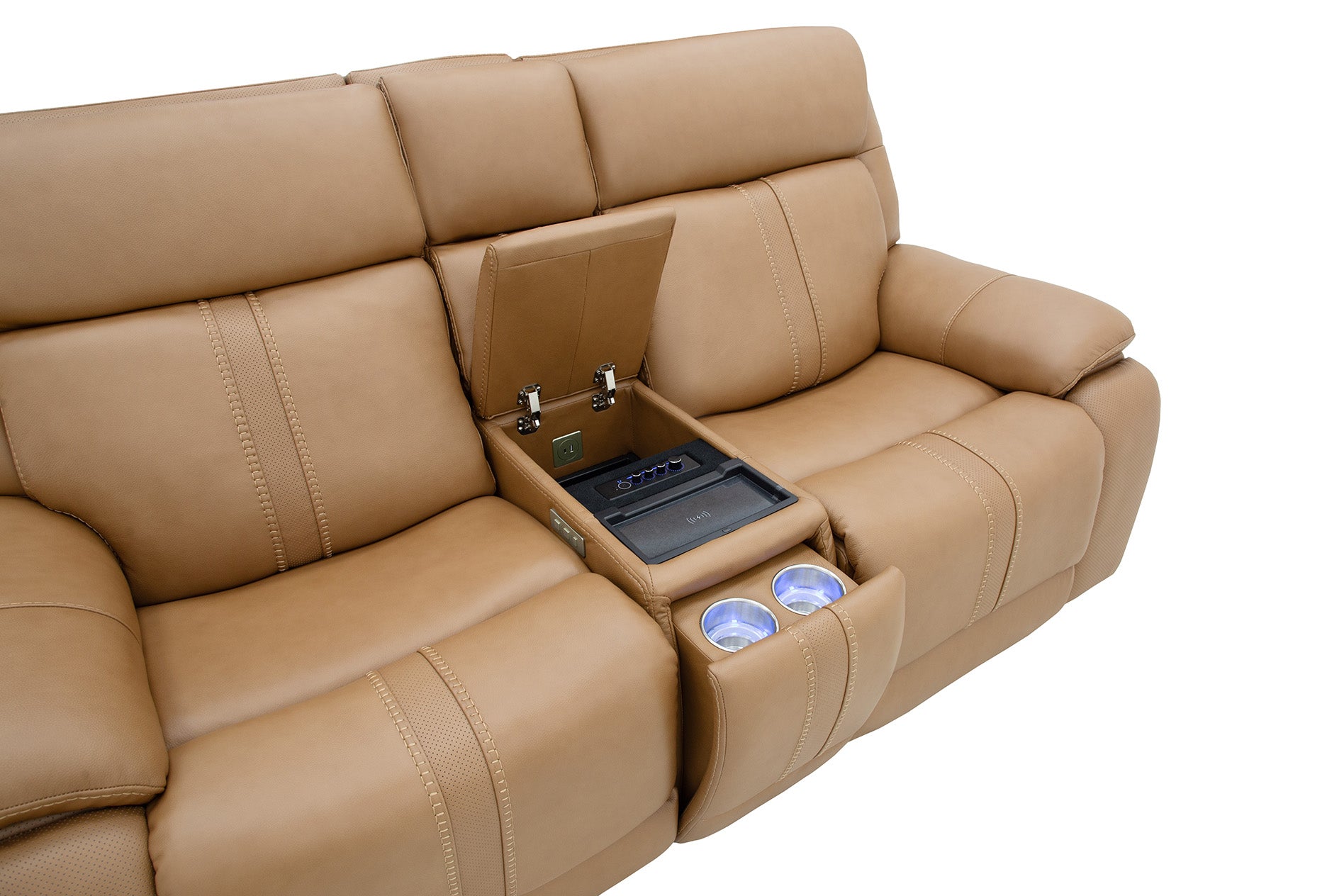Decibel Loveseat W/ Console - Home Theatre Immersive - Butternut Leather