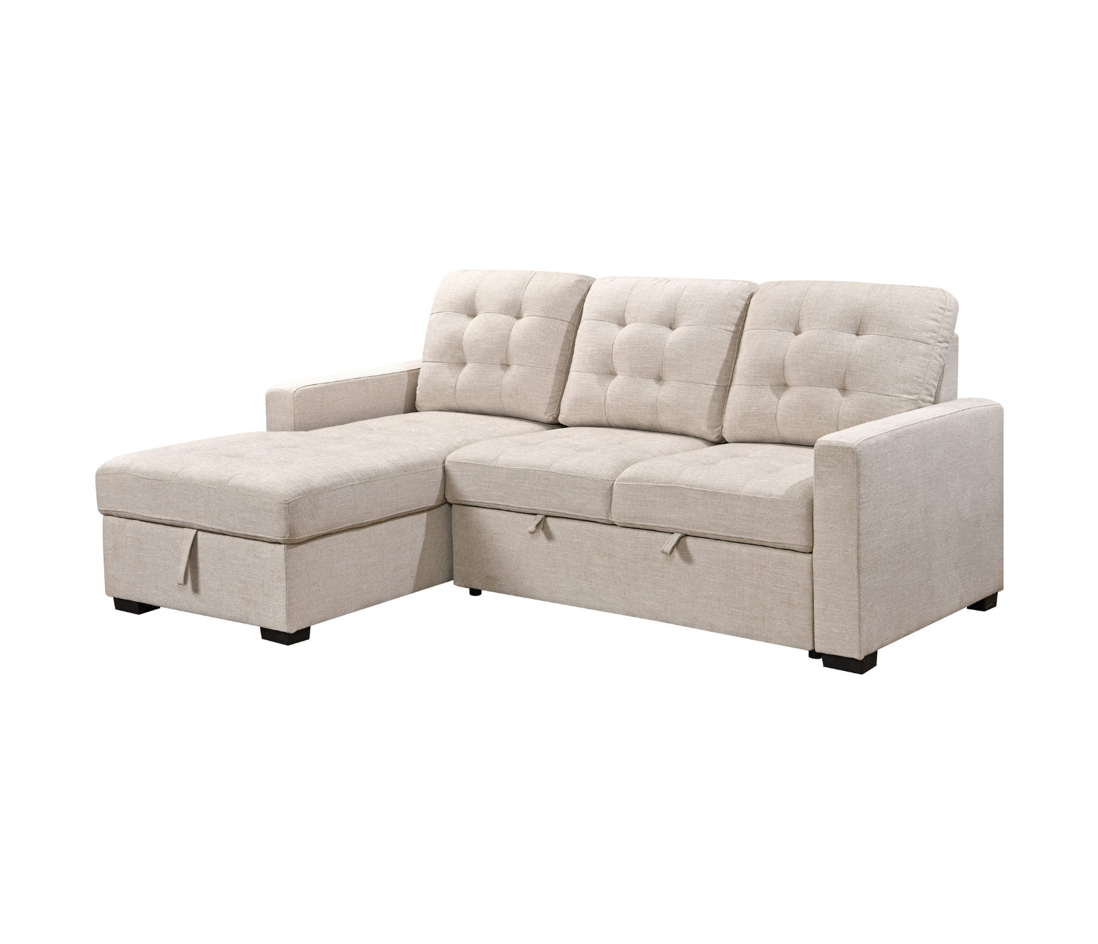 Della 2 Piece Sectional w/ Pull-Out Sleeper - Beige Fabric