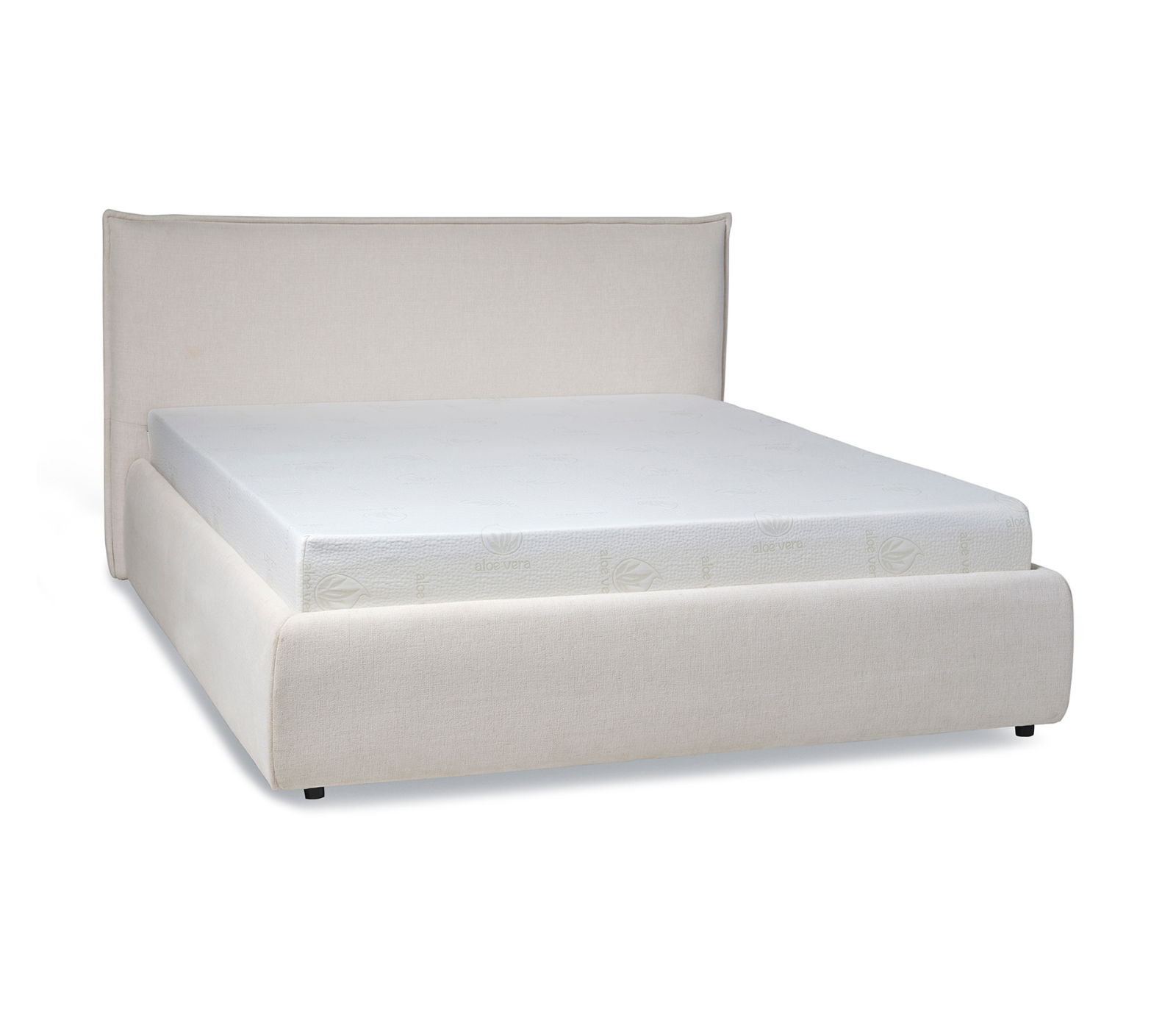 Edlo Upholstered Bed w/ Lift-Storage - Cream Fabric