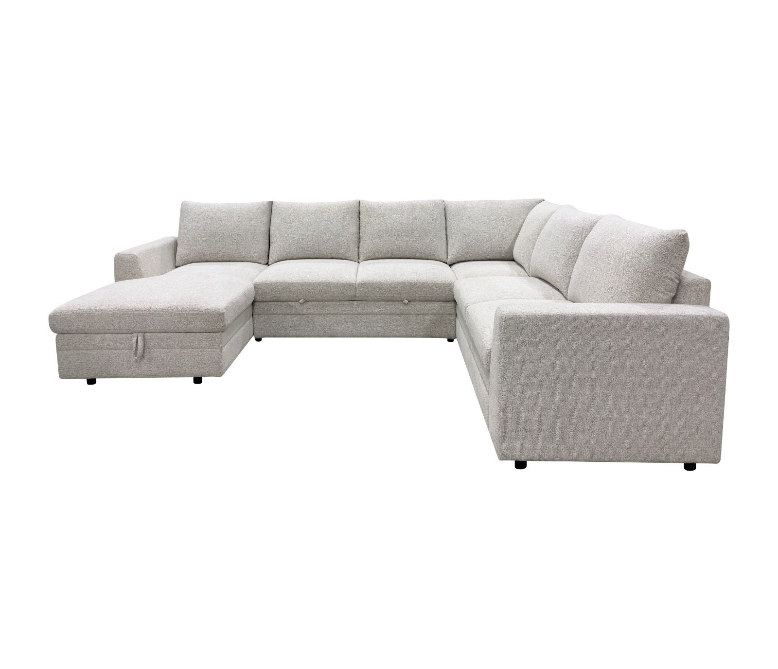 Emmitt 4 Piece Sectional w/ Pull-Out Sleeper - Tweed Ivory Fabric