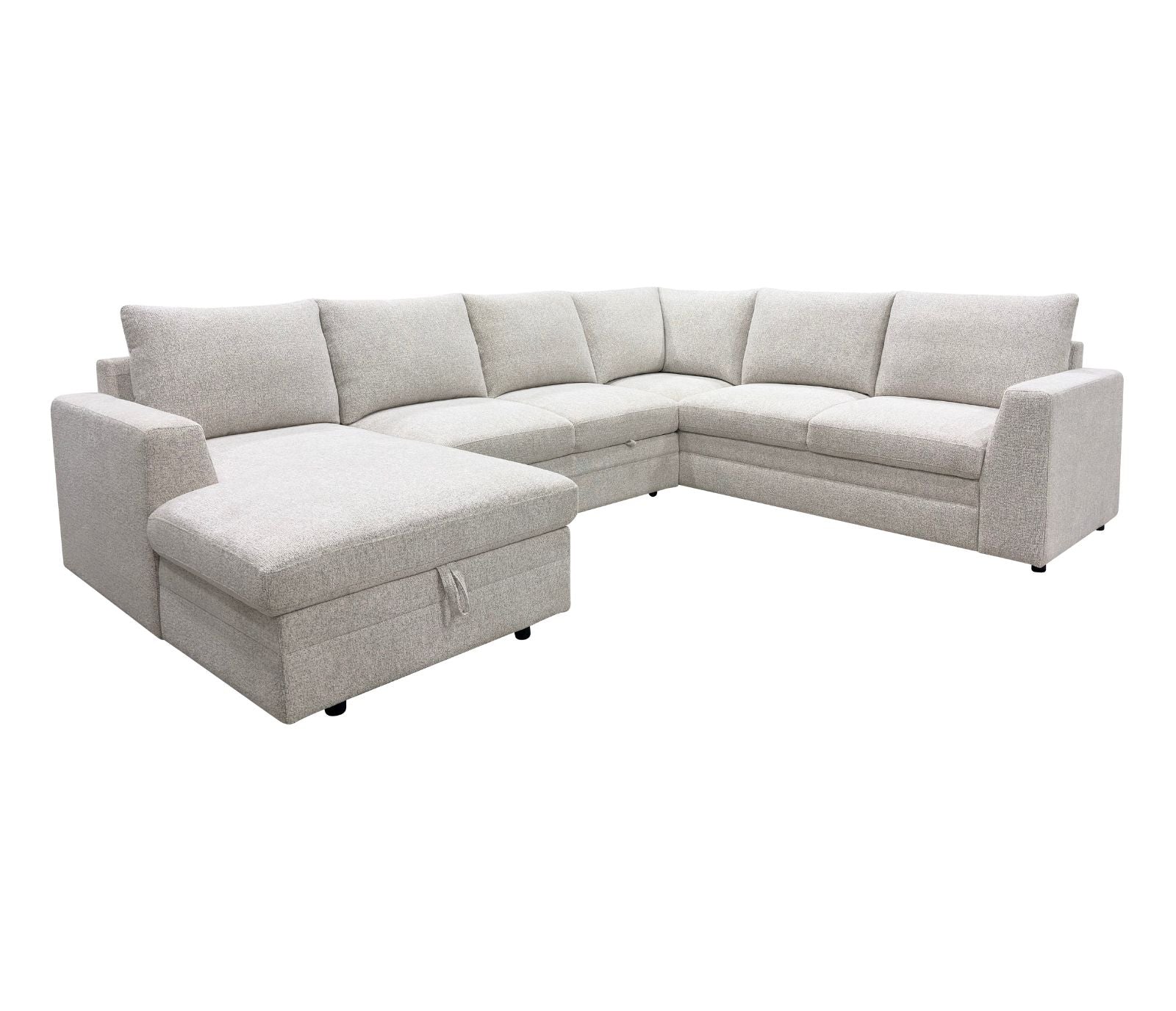 Emmitt 4 Piece Sectional w/ Pull-Out Sleeper - Tweed Ivory Fabric