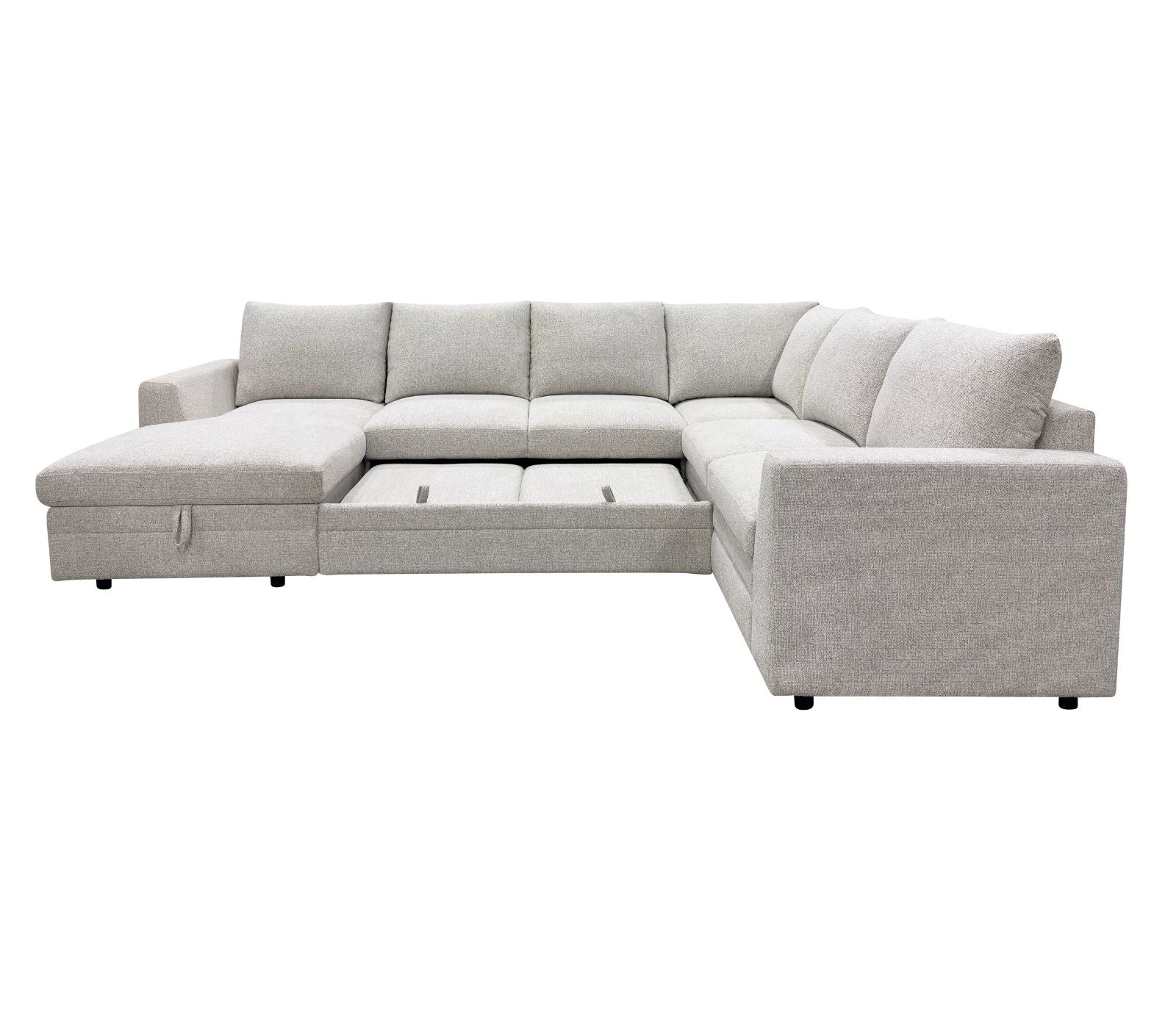 Emmitt 4 Piece Sectional w/ Pull-Out Sleeper - Tweed Ivory Fabric