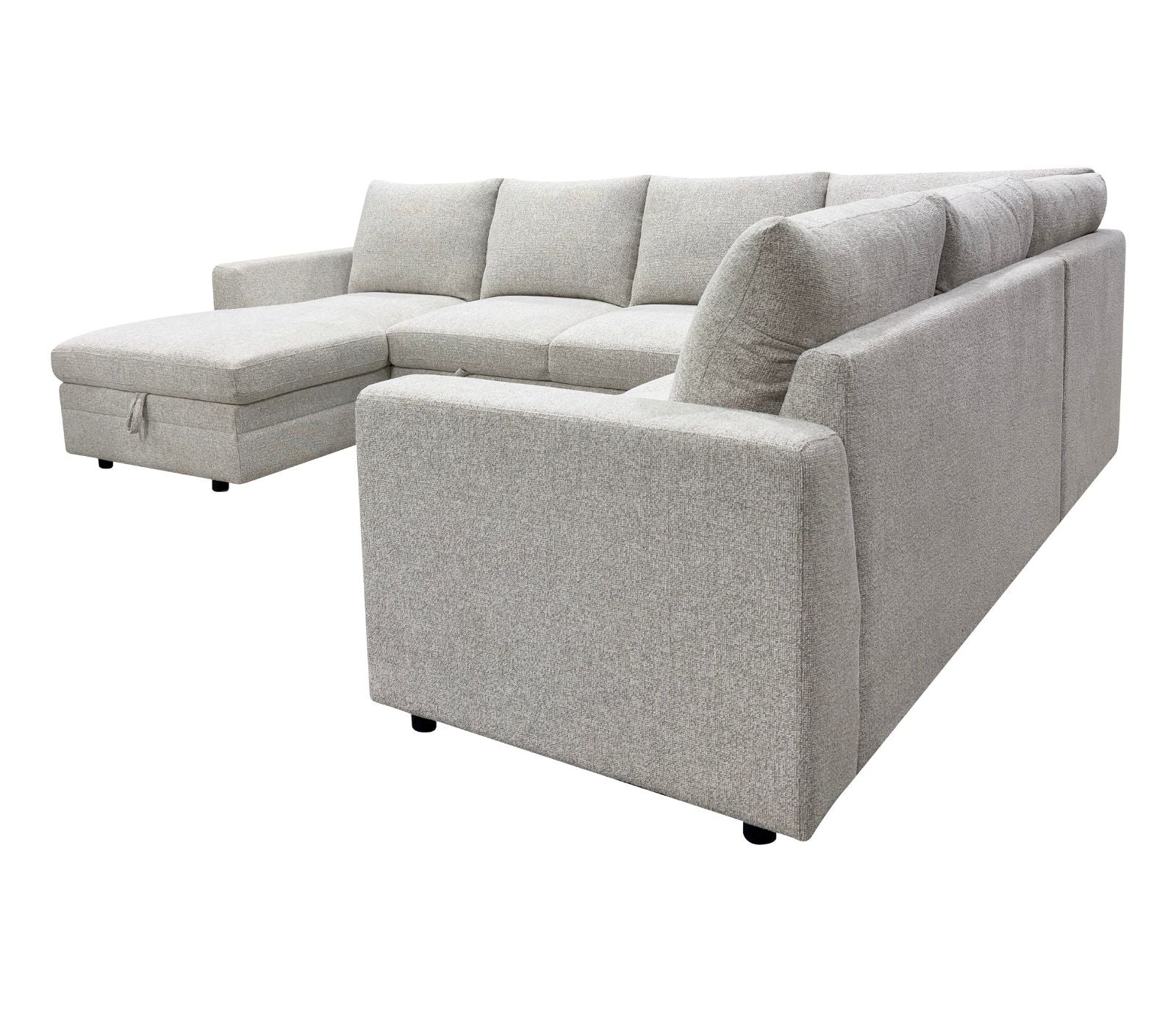 Emmitt 4 Piece Sectional w/ Pull-Out Sleeper - Tweed Ivory Fabric
