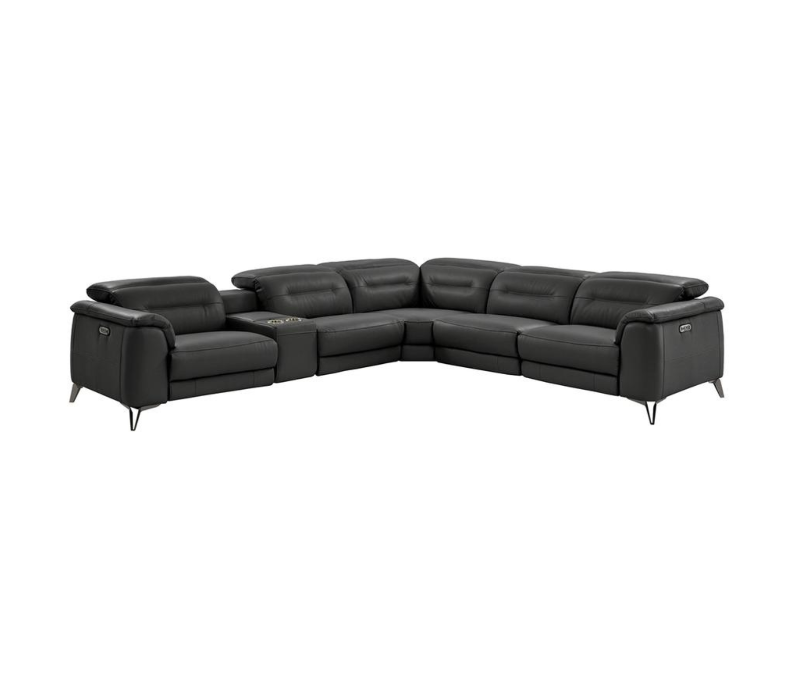 Encore 6 Piece Sectional - Power Reclining w/ Power Headrests - Shale Grey Leather