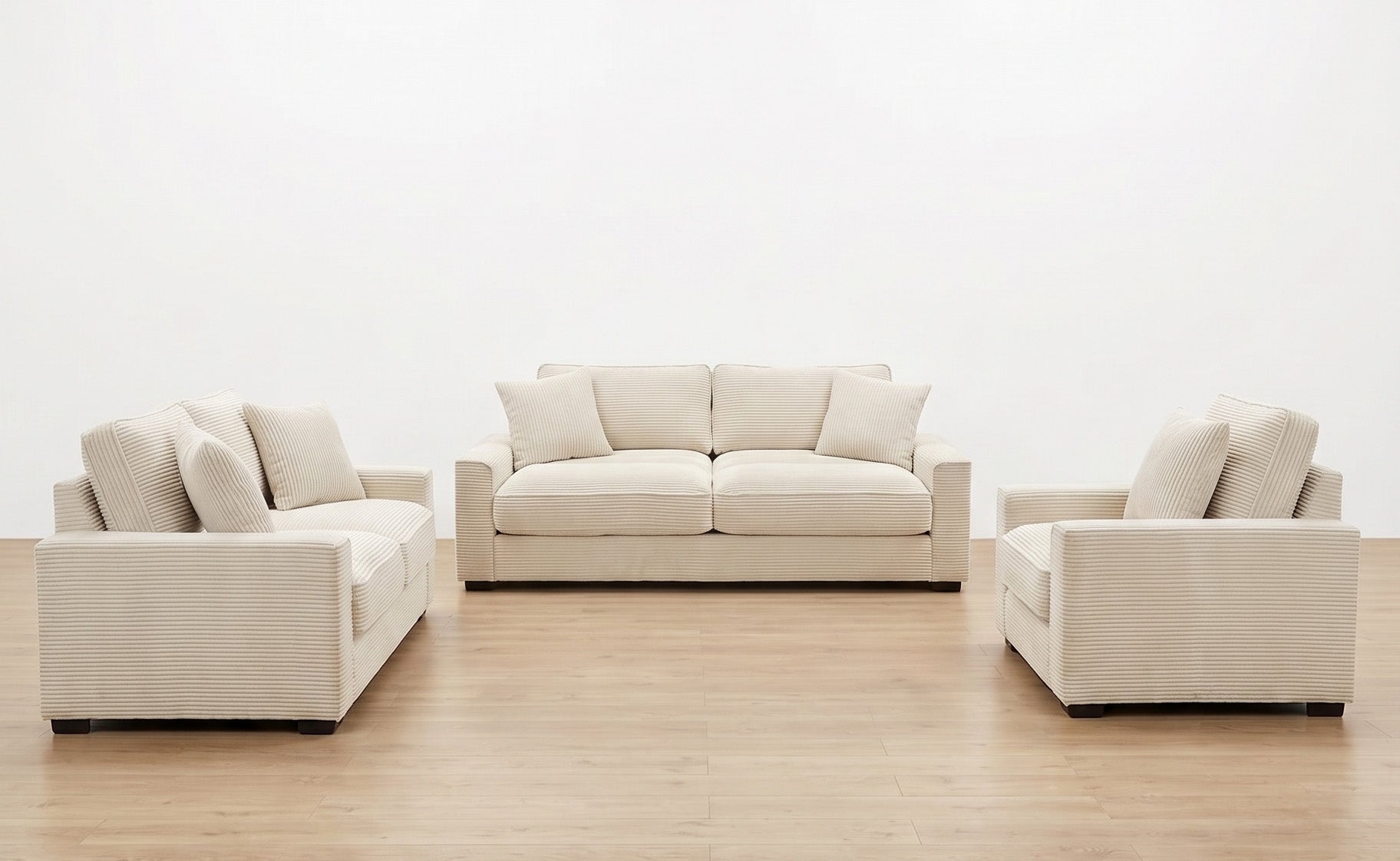 Harrow 3 Piece Sofa Set - Cream