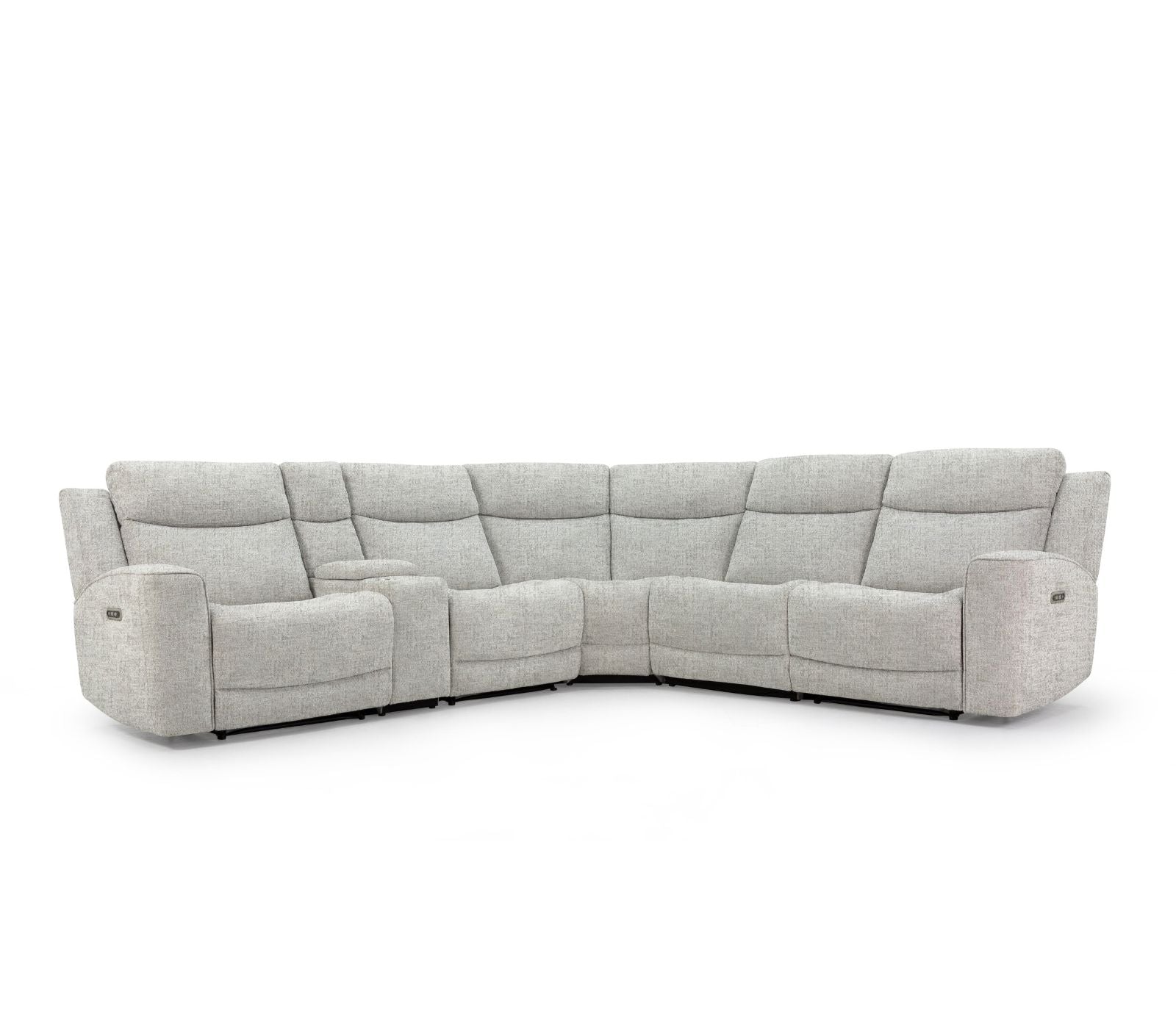 Highland 6 Piece Sectional - Power Reclining w/ Power Headrests - Parchment Fabric