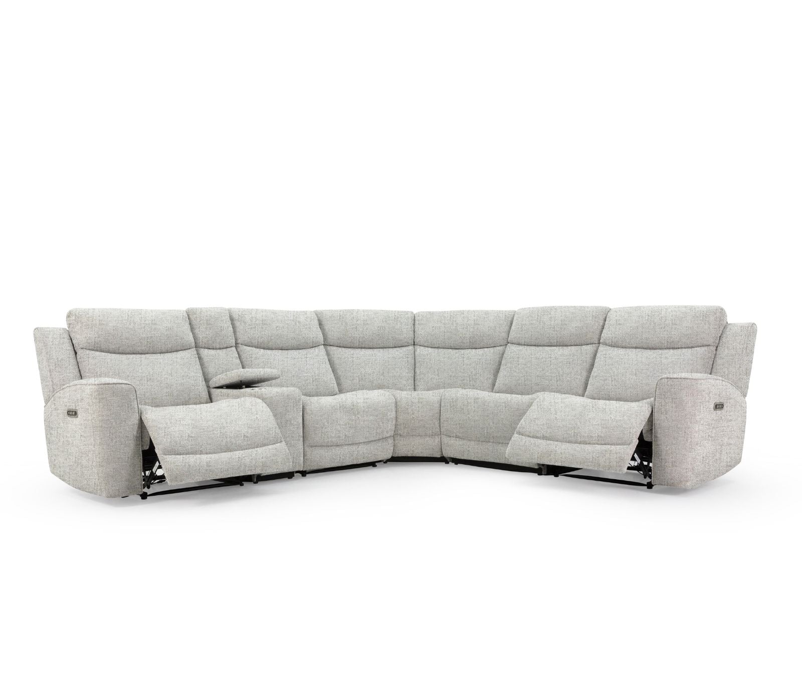 Highland 6 Piece Sectional - Power Reclining w/ Power Headrests - Parchment Fabric