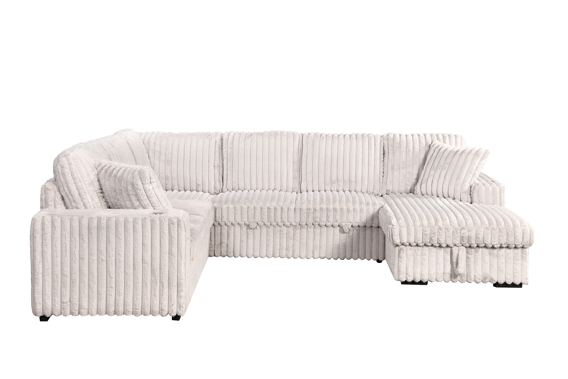 Hush 4 Piece Sectional w/ Pull-Out Sleeper - Greige Fabric