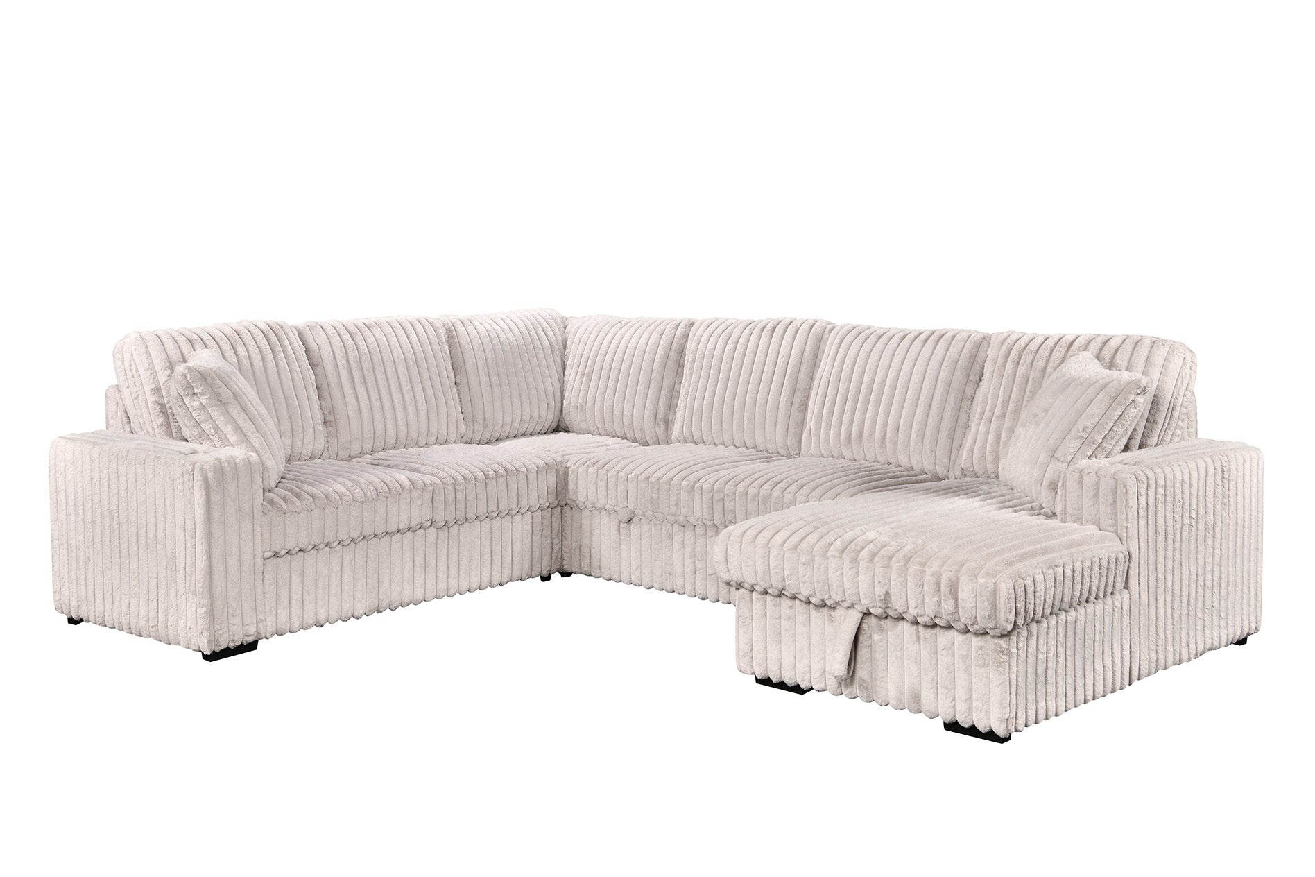 Hush 4 Piece Sectional w/ Pull-Out Sleeper - Greige Fabric