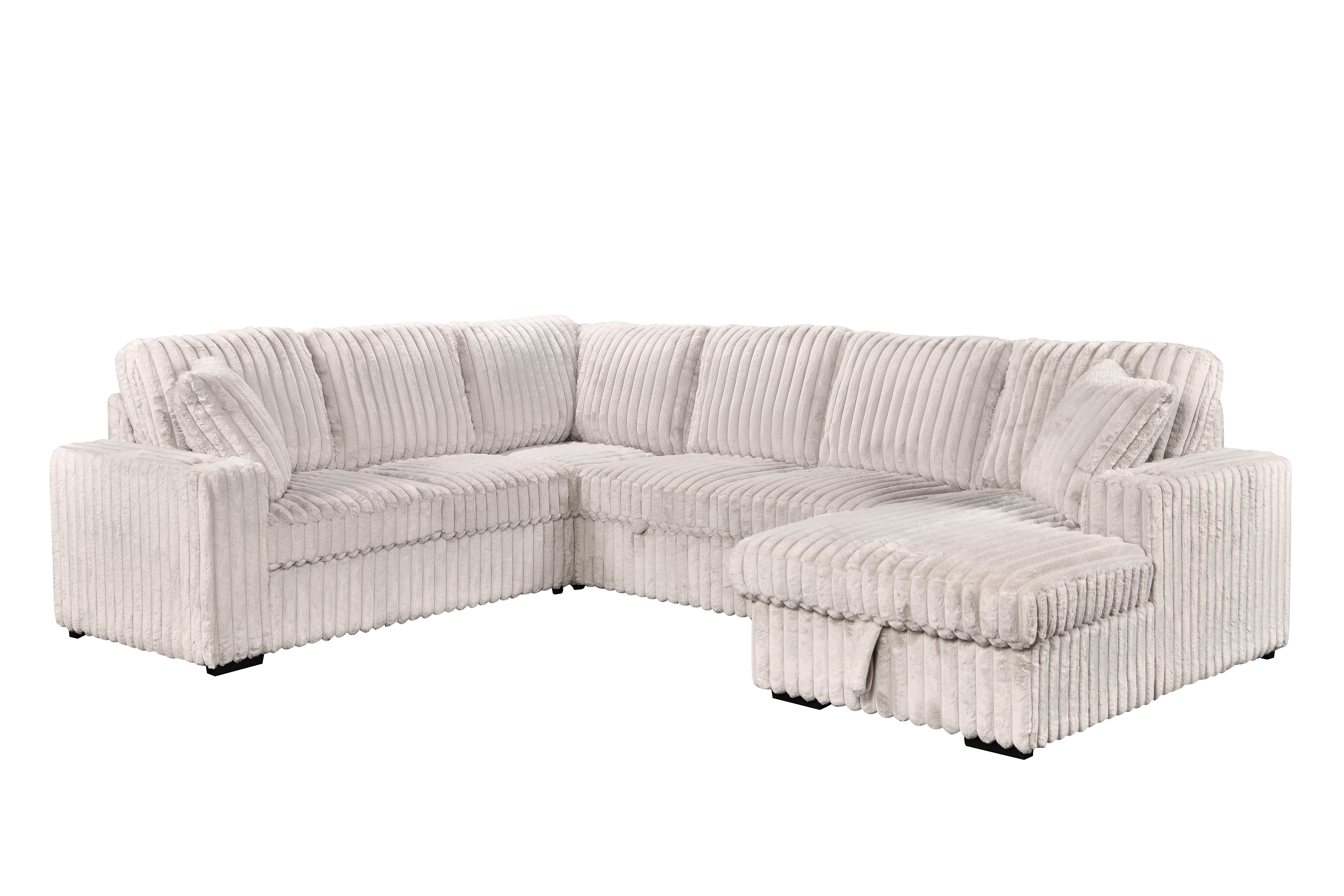 Hush 4 Piece Sectional w/ Pull-Sleeper - Greige Fabric