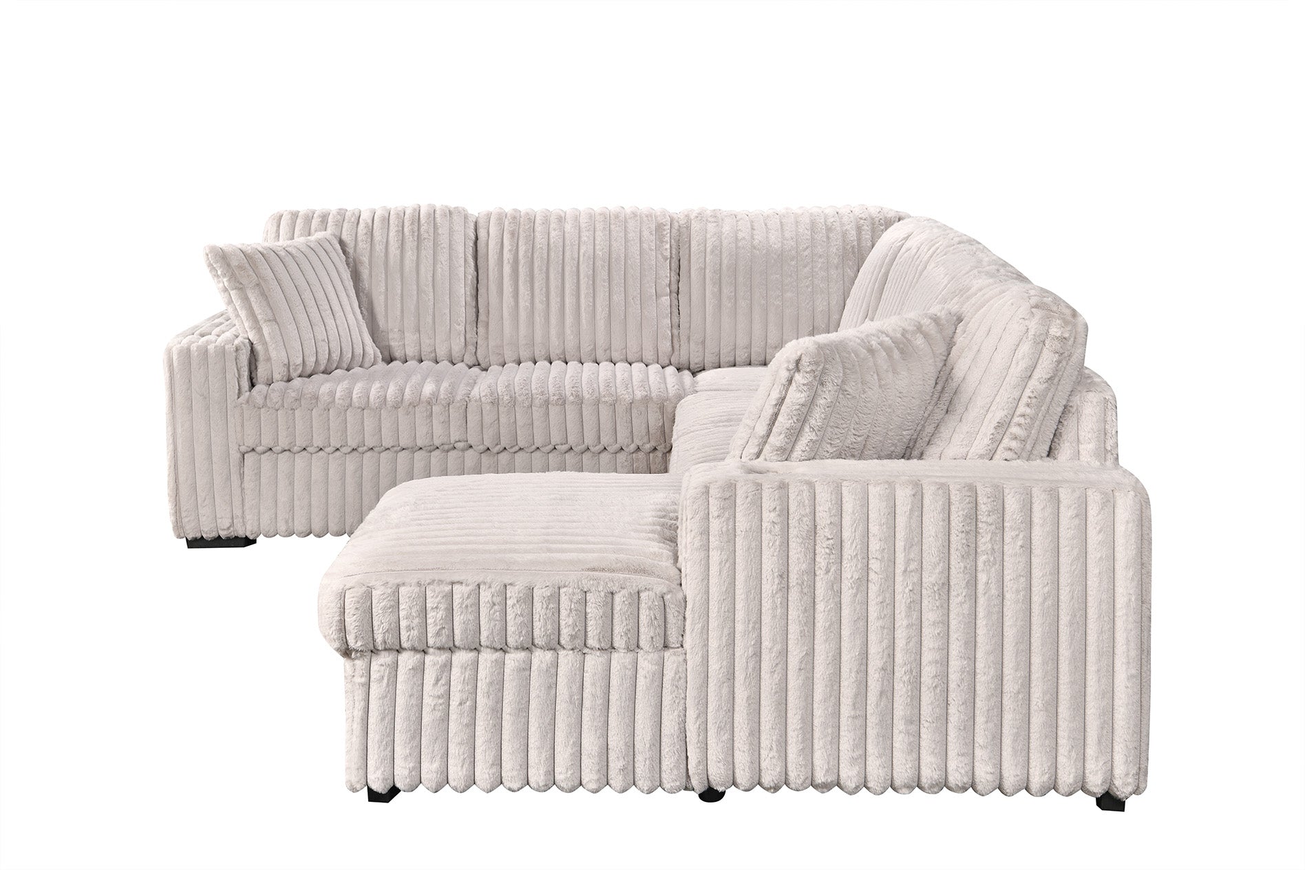 Hush 4 Piece Sectional w/ Pull-Out Sleeper - Greige Fabric
