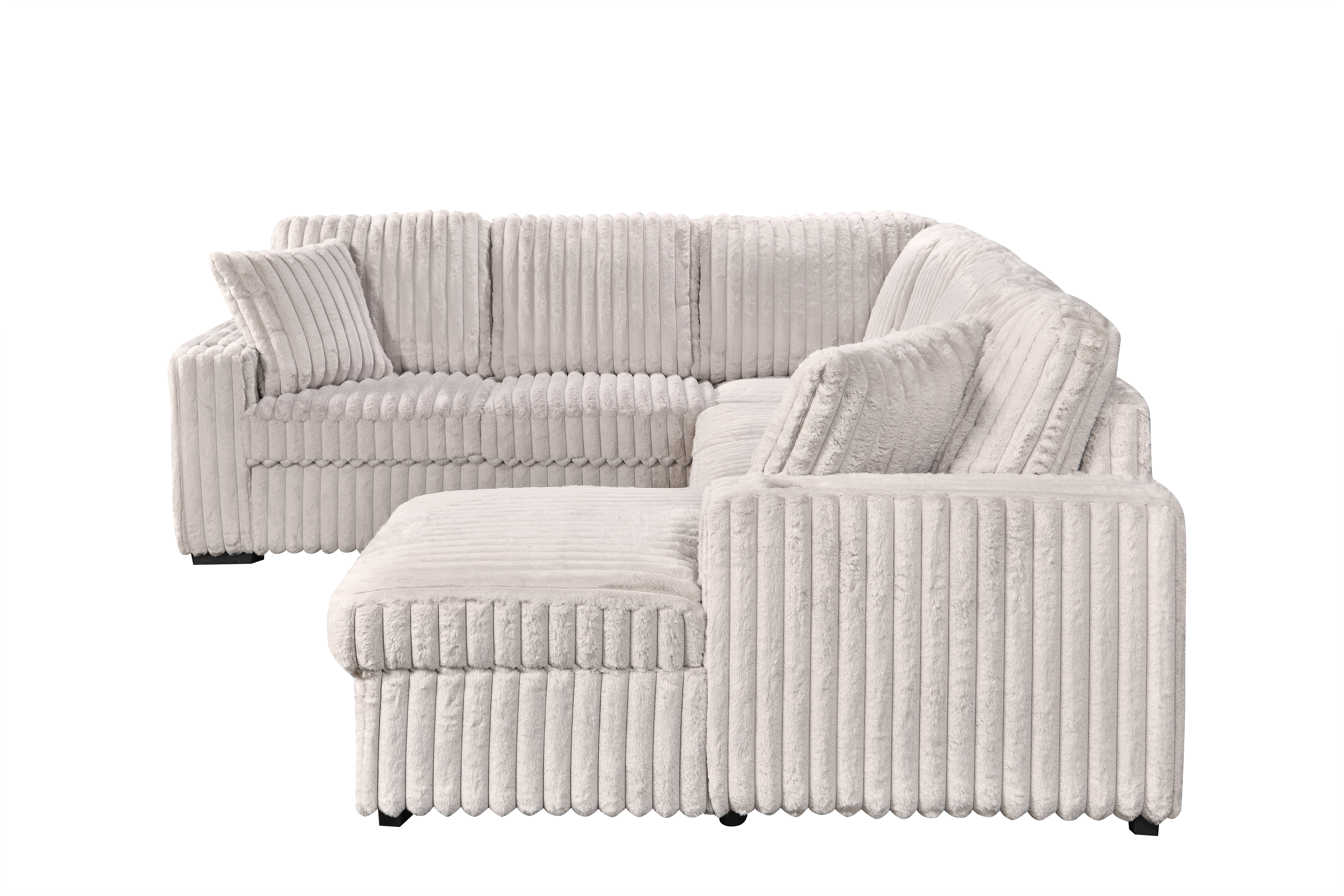 Hush 4 Piece Sectional w/ Pull-Sleeper - Greige Fabric