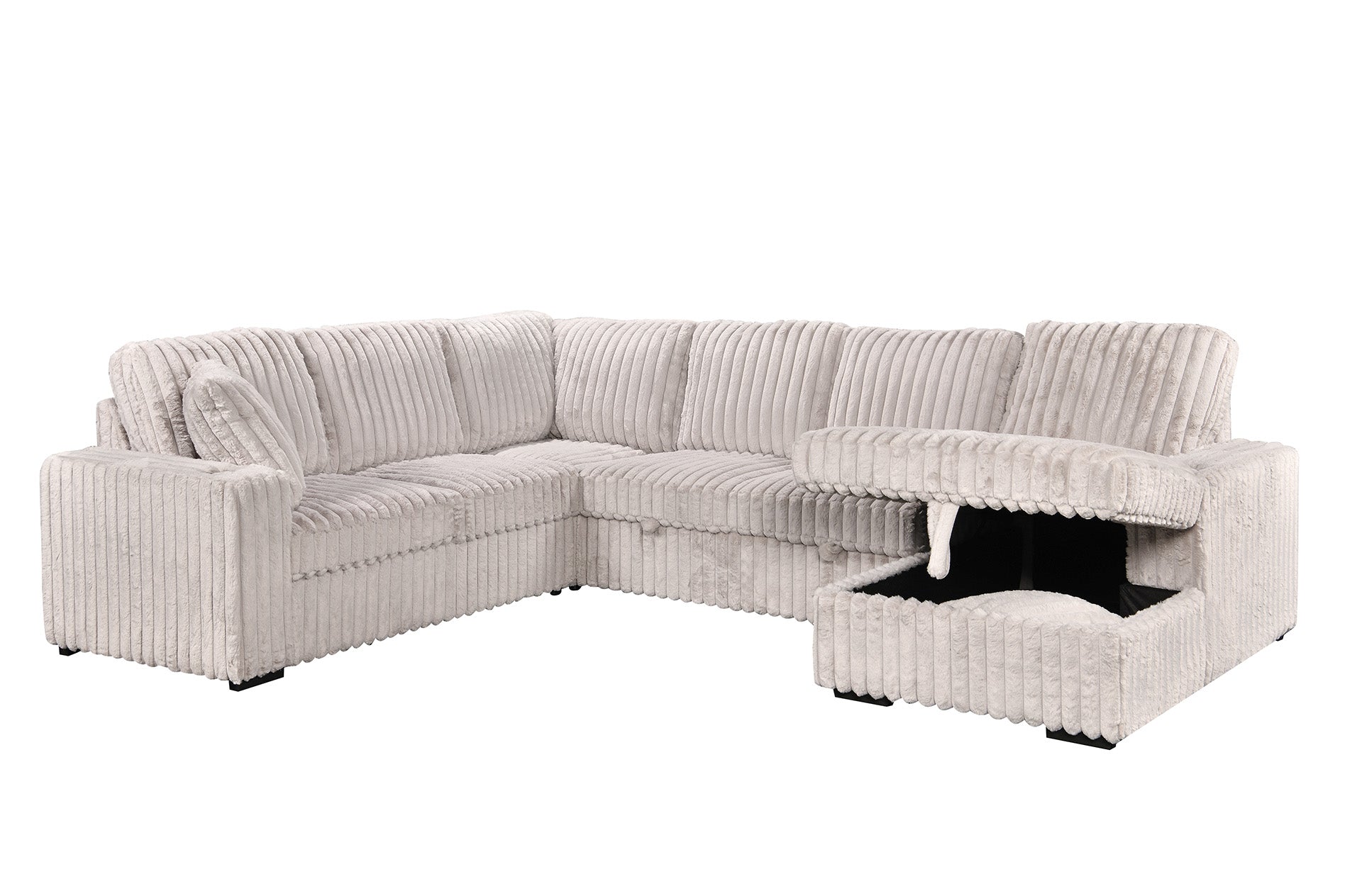 Hush 4 Piece Sectional w/ Pull-Out Sleeper - Greige Fabric