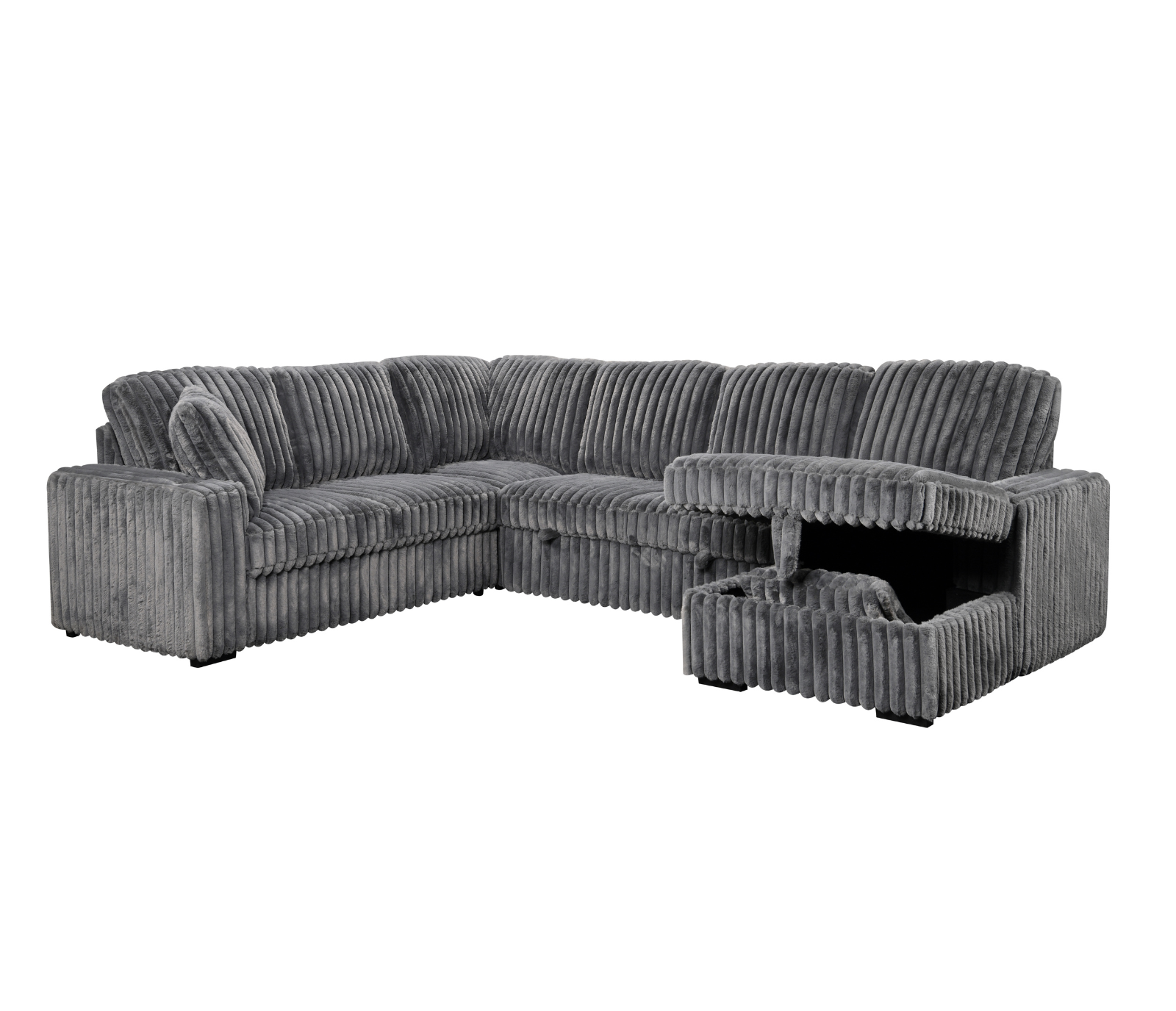 Hush 4 Piece Sectional w/ Pull-Out Sleeper - Shadow Grey Fabric