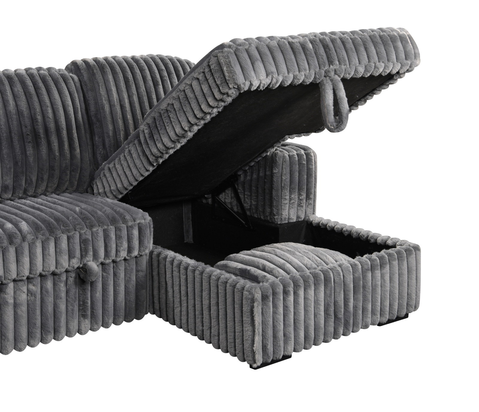 Hush 4 Piece Sectional w/ Pull-Out Sleeper - Shadow Grey Fabric