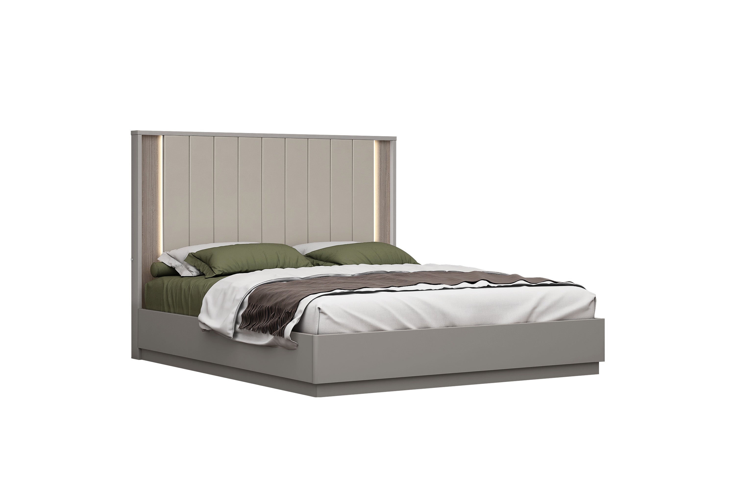 Jupiter Upholstered Bed w/ LED Lights & Lift Storage