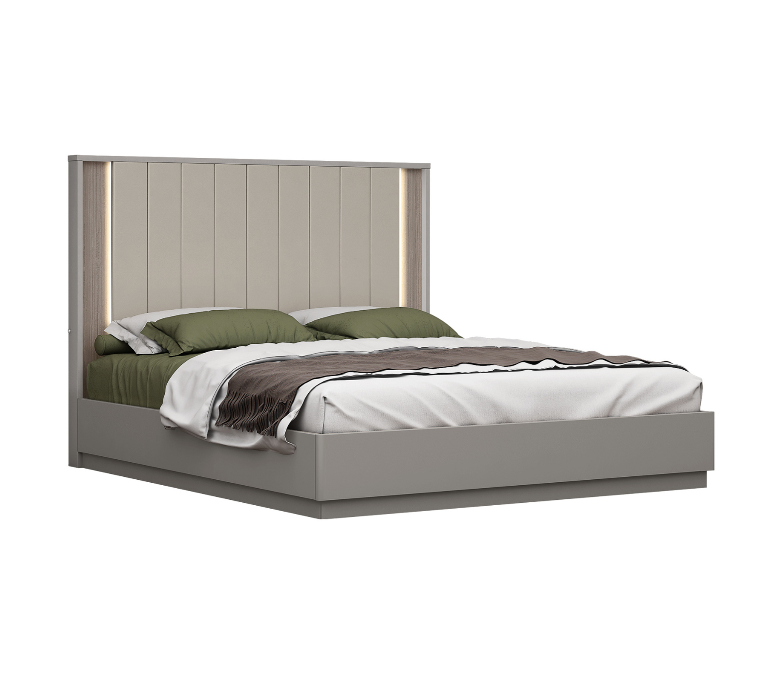 Jupiter Upholstered Bed w/ LED Lights & Lift Storage