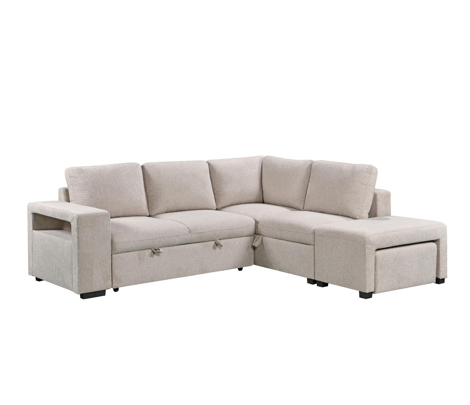 Kayden 3 Piece Sectional w/ Pull-Out Sleeper - Beige Fabric