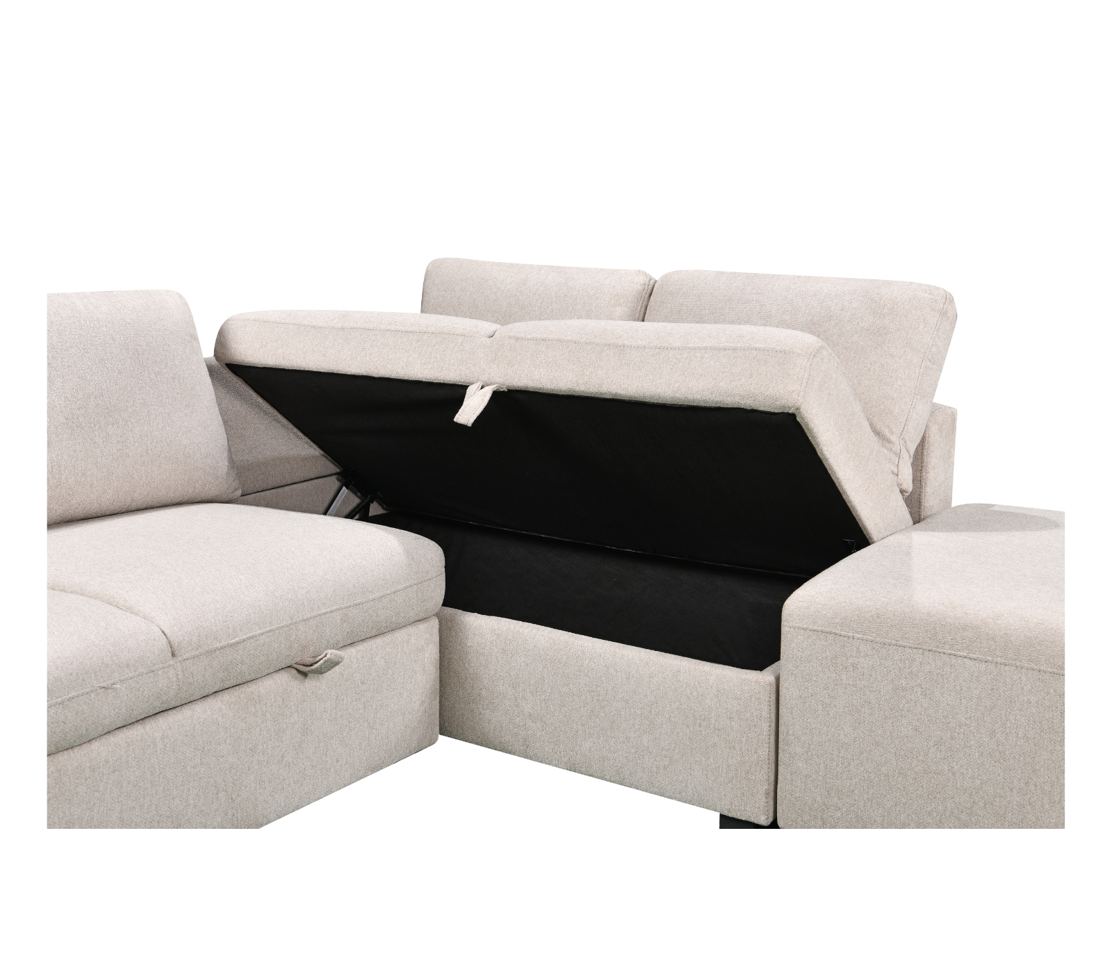 Kayden 3 Piece Sectional w/ Pull-Out Sleeper - Beige Fabric