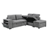 Kayden 3 Piece Sectional w/Pull-Out Sleeper - Dark Grey Fabric