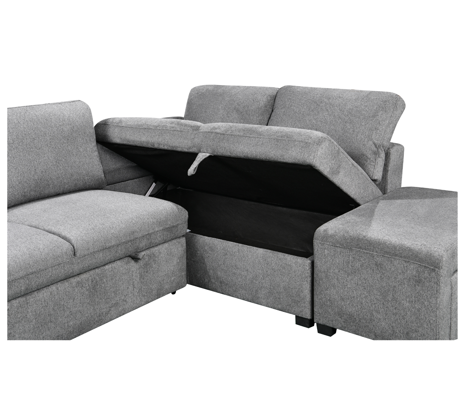 Kayden 3 Piece Sectional w/Pull-Out Sleeper - Dark Grey Fabric