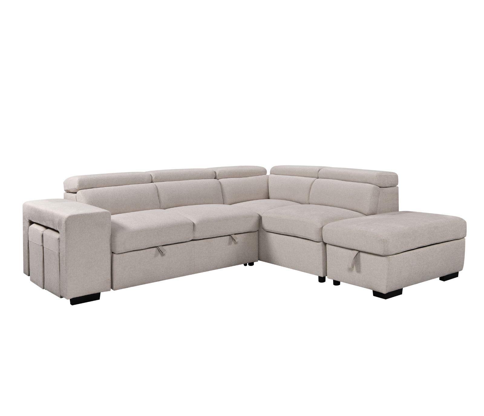 Kenna 3 Piece Sectional w/ Pull-Out Sleeper - Beige Fabric
