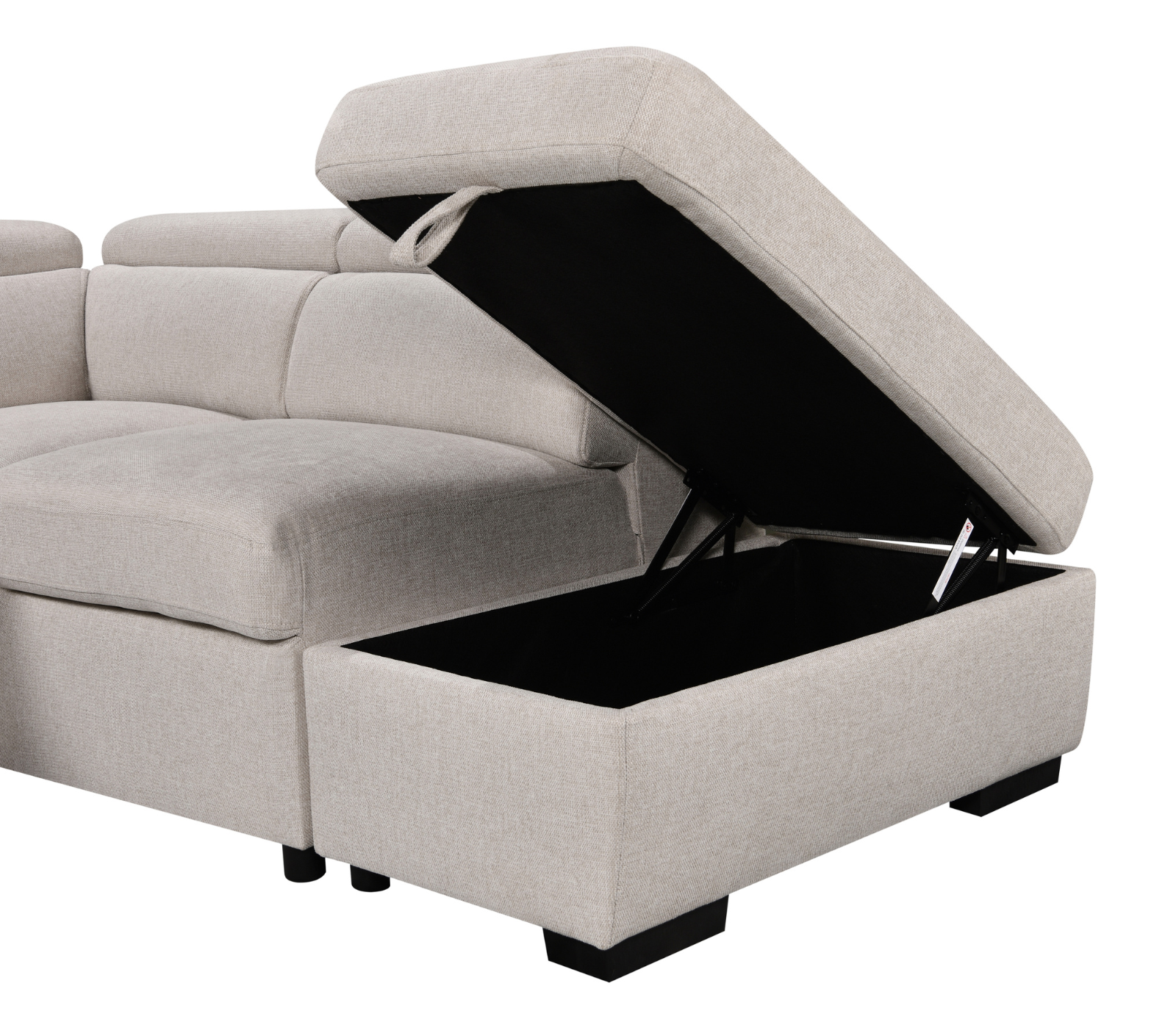 Kenna 3 Piece Sectional w/ Pull-Out Sleeper - Beige Fabric