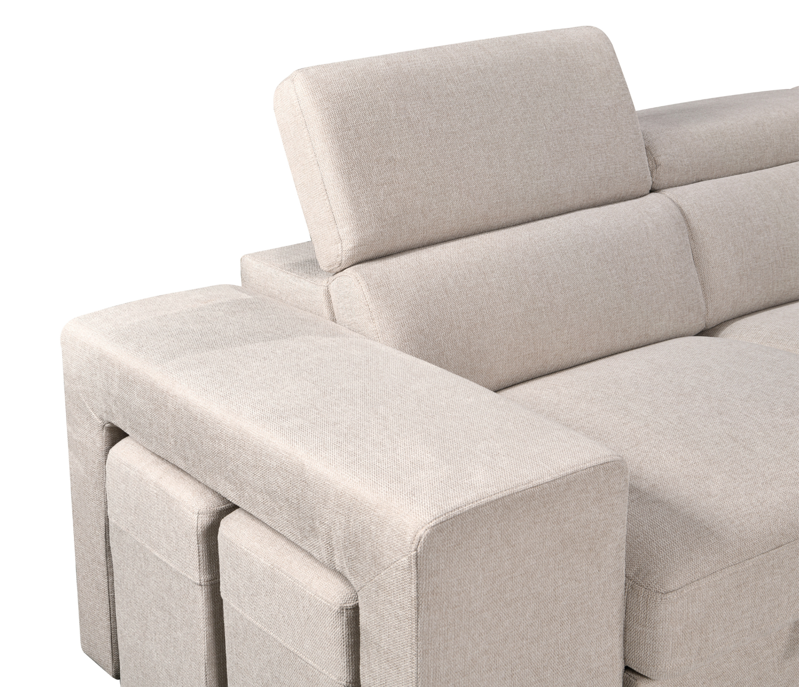 Kenna 3 Piece Sectional w/ Pull-Out Sleeper - Beige Fabric