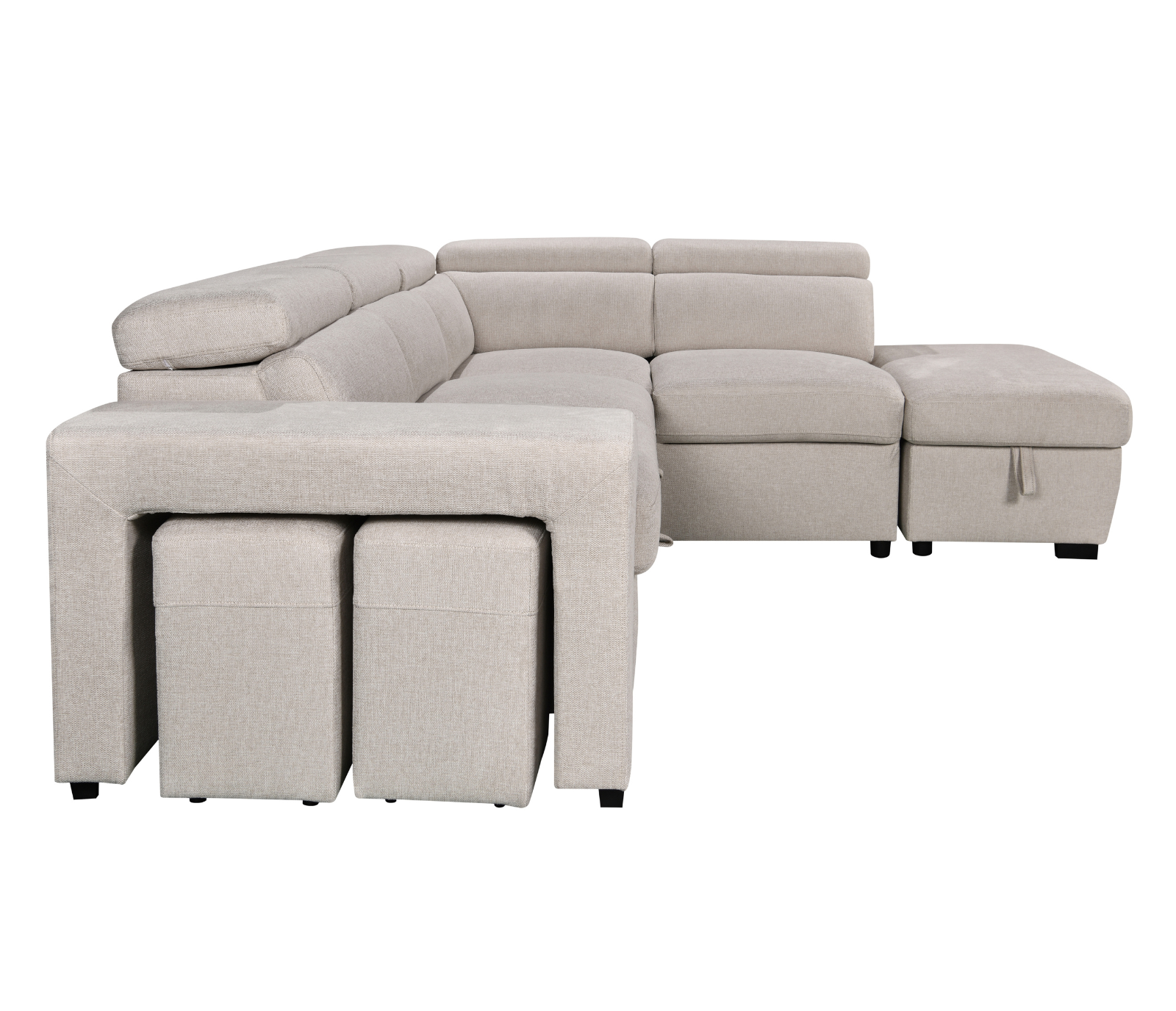 Kenna 3 Piece Sectional w/ Pull-Out Sleeper - Beige Fabric