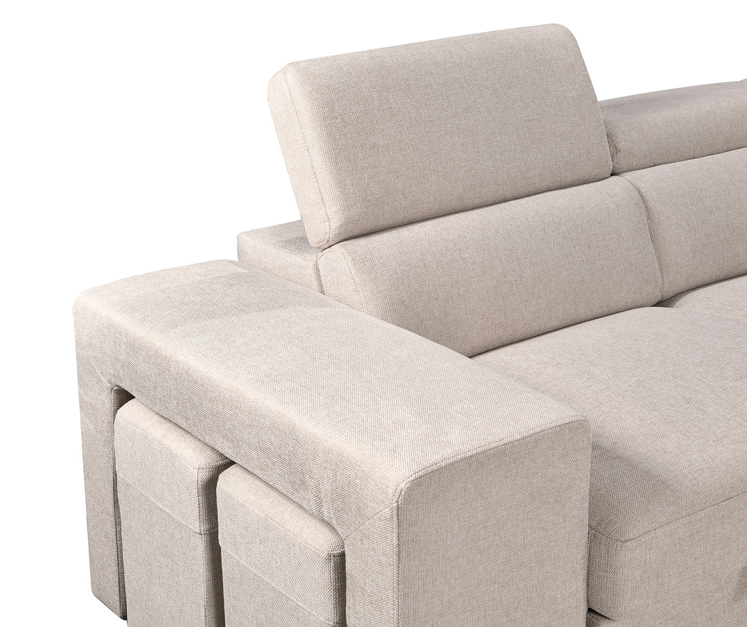 Kenna 3 Piece Sectional w/ Pull-Out Sleeper - Beige Fabric